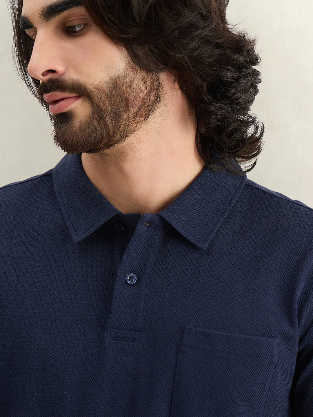 Gant Men Navy Blue Solid Regular Fit Polo T-Shirt - Image 2