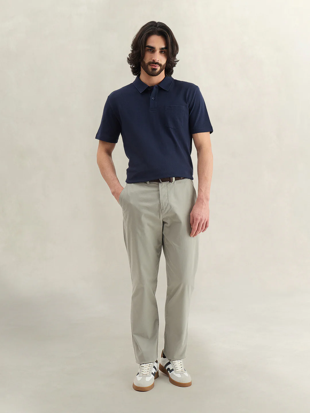 Gant Men Navy Blue Solid Regular Fit Polo T-Shirt - Image 4