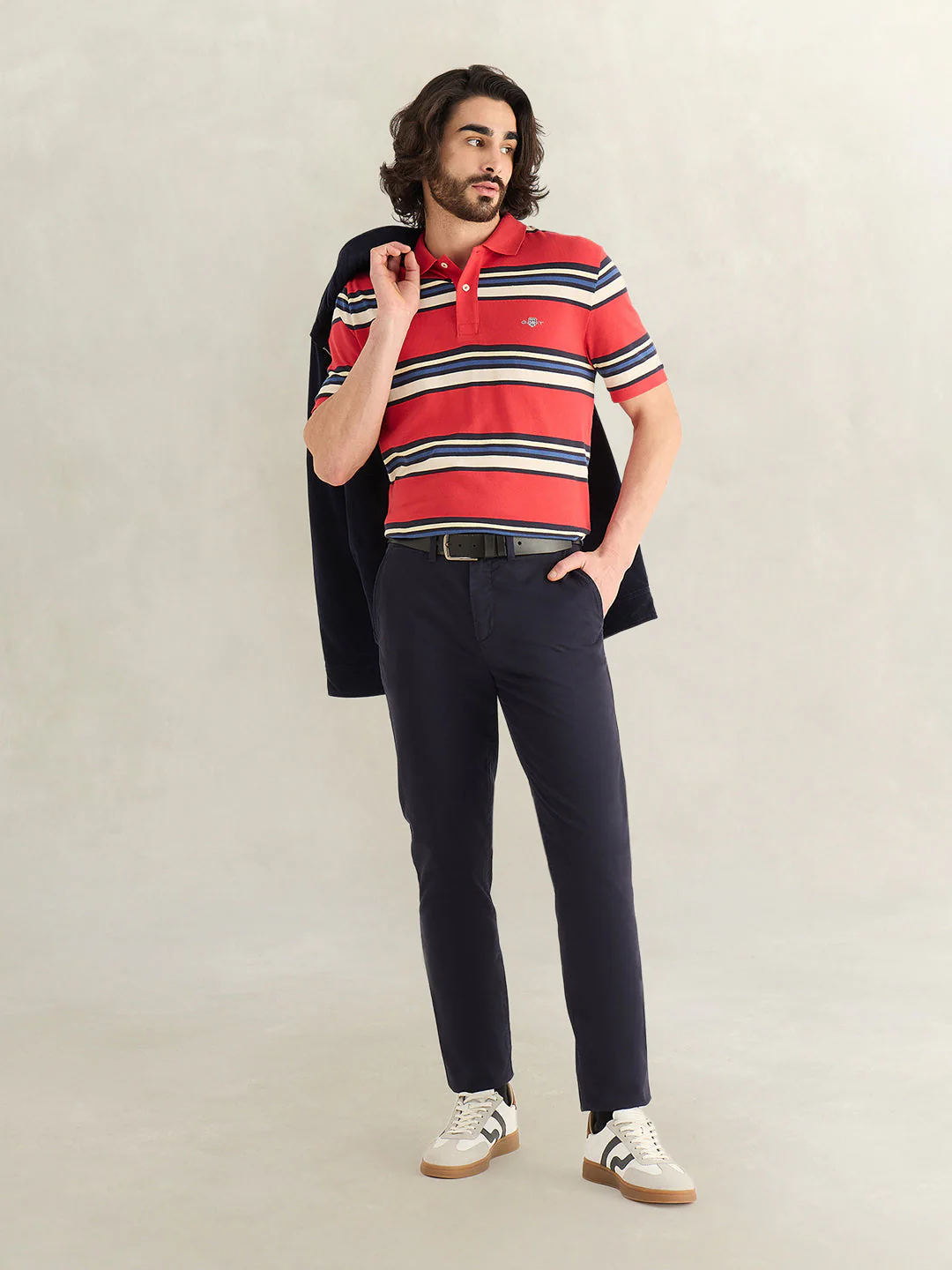 Gant Men Red Striped Regular Fit Polo T-Shirt - Image 3