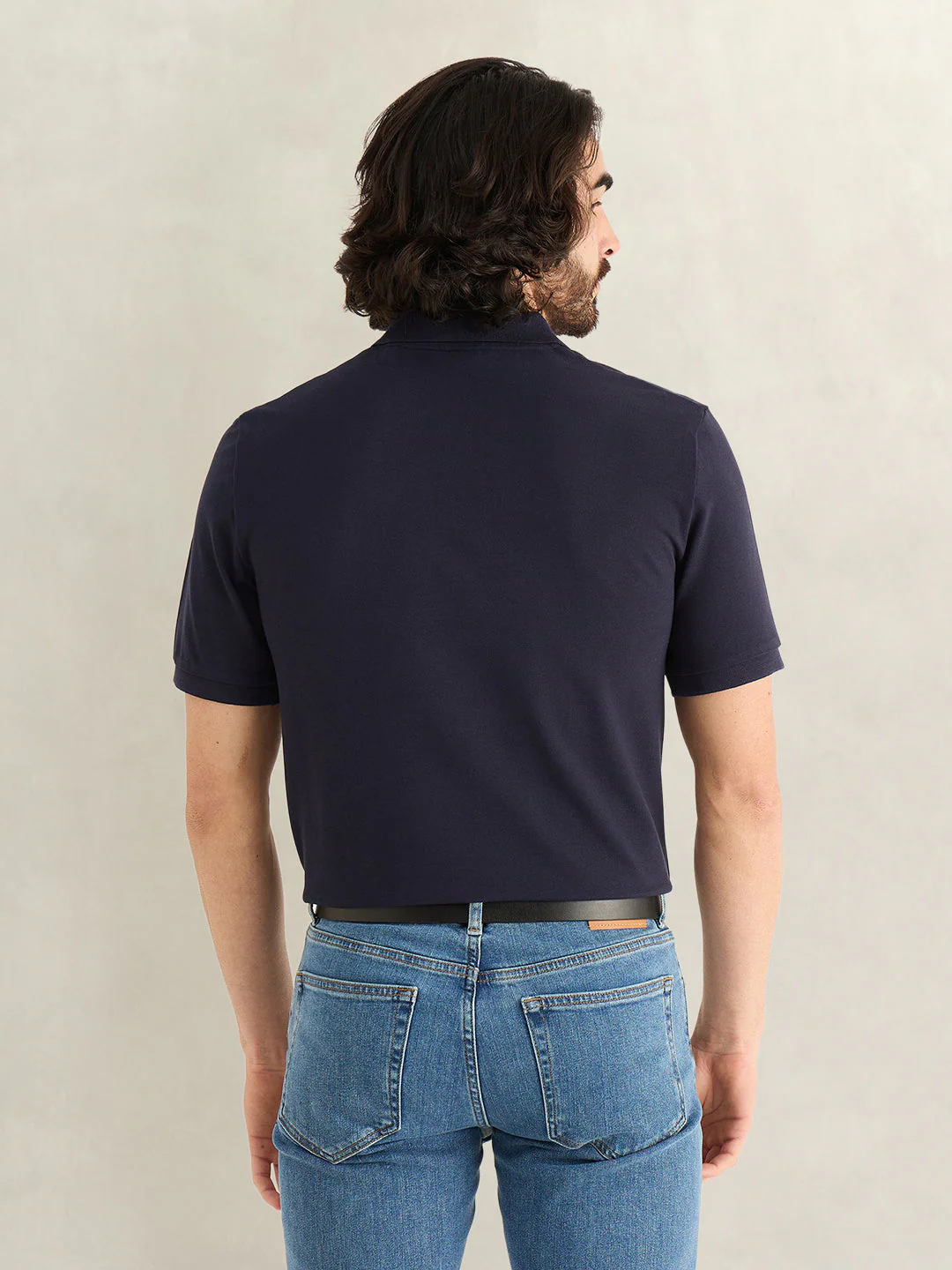Gant Men Navy Blue Solid Regular Fit Pure Cotton Polo T-Shirt - Image 2