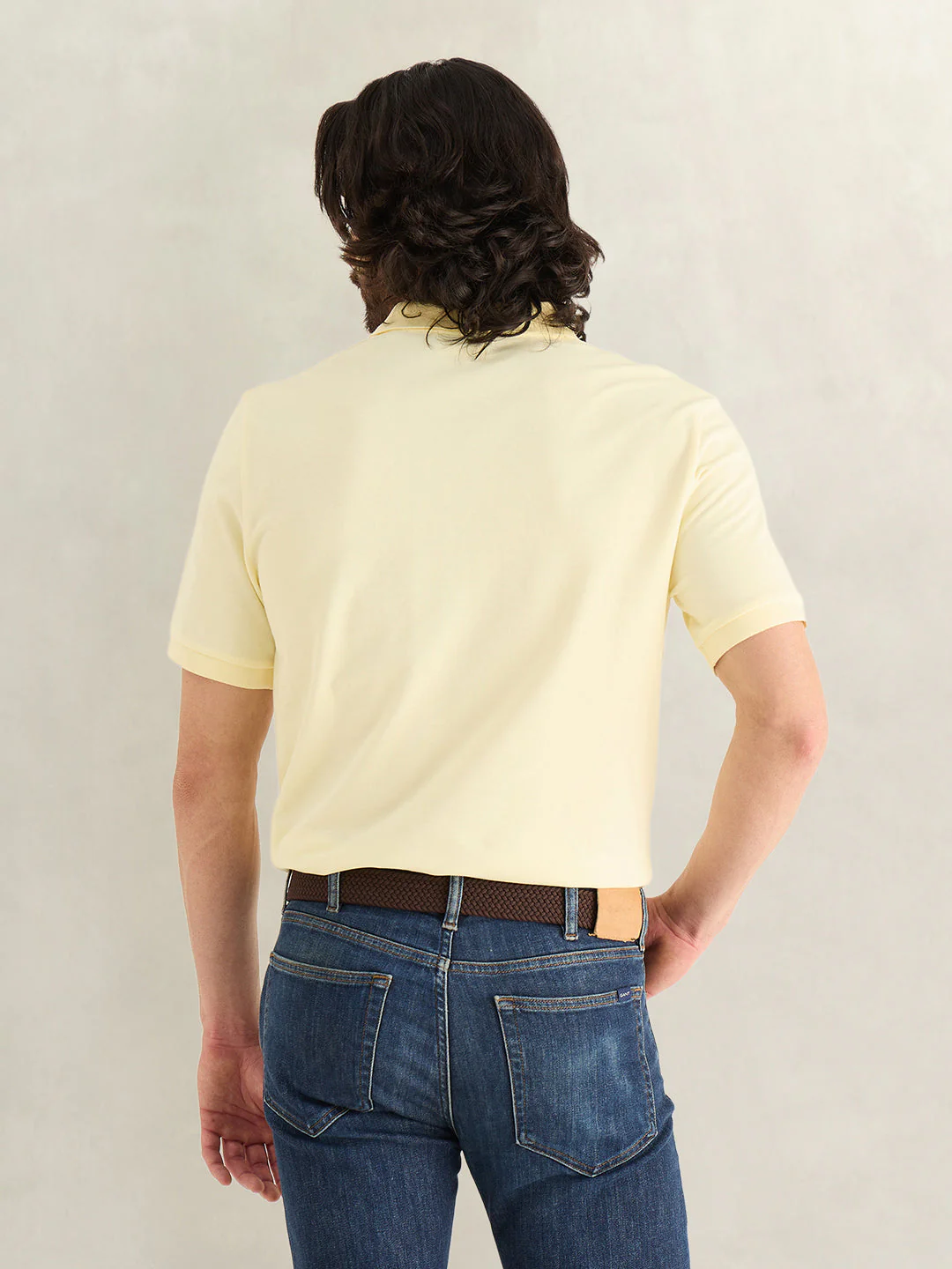 Gant Men Yellow Solid Regular Fit Pure Cotton Polo T-Shirt - Image 2
