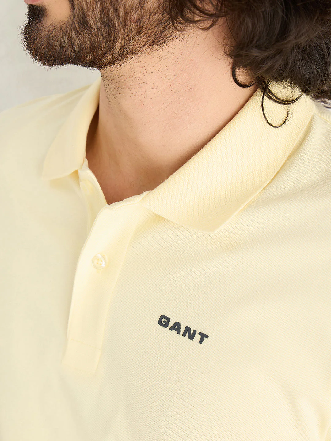 Gant Men Yellow Solid Regular Fit Pure Cotton Polo T-Shirt - Image 4