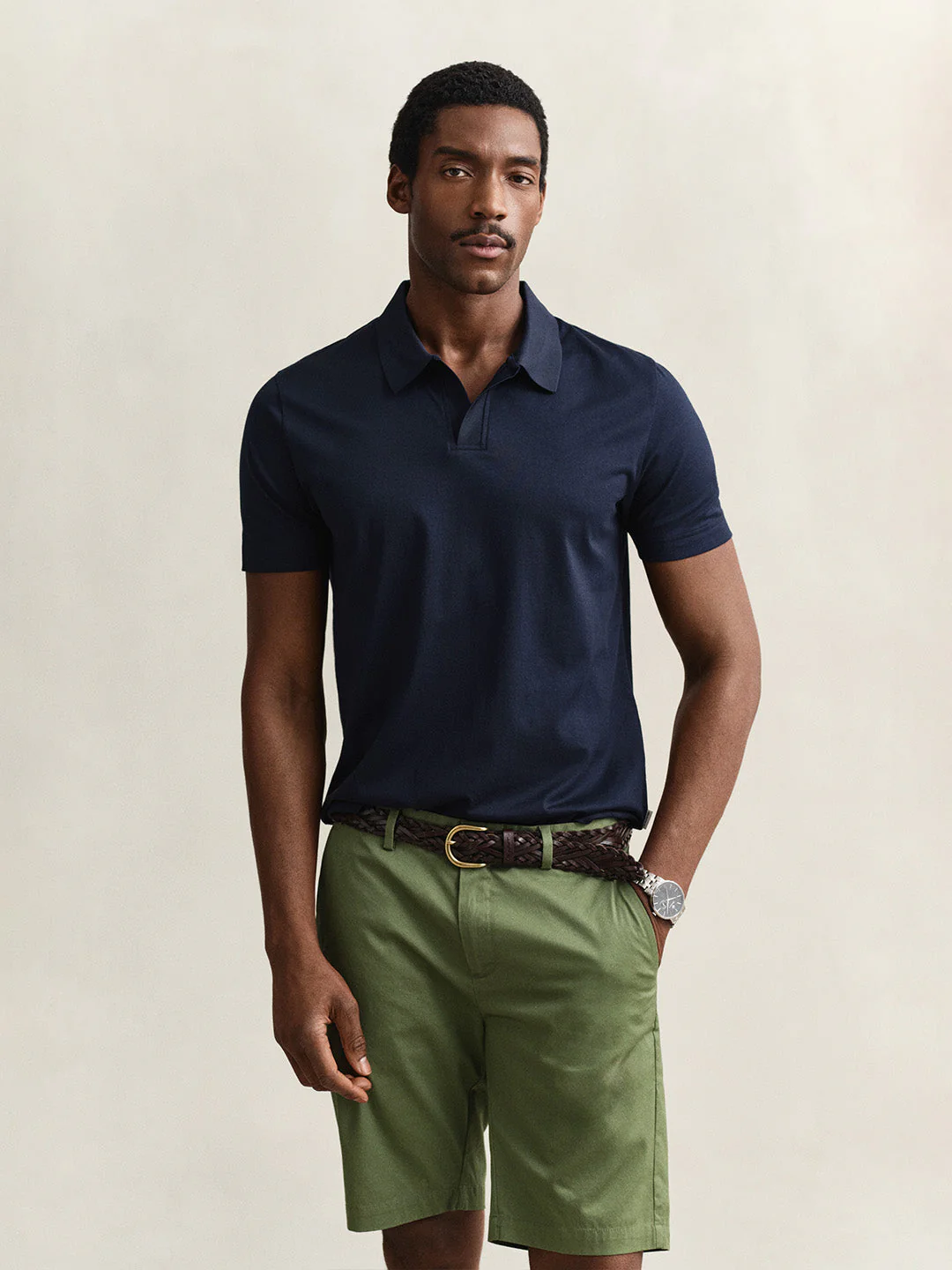 Gant Men Navy Blue Solid Regular Fit Pure Cotton Polo T-Shirt
