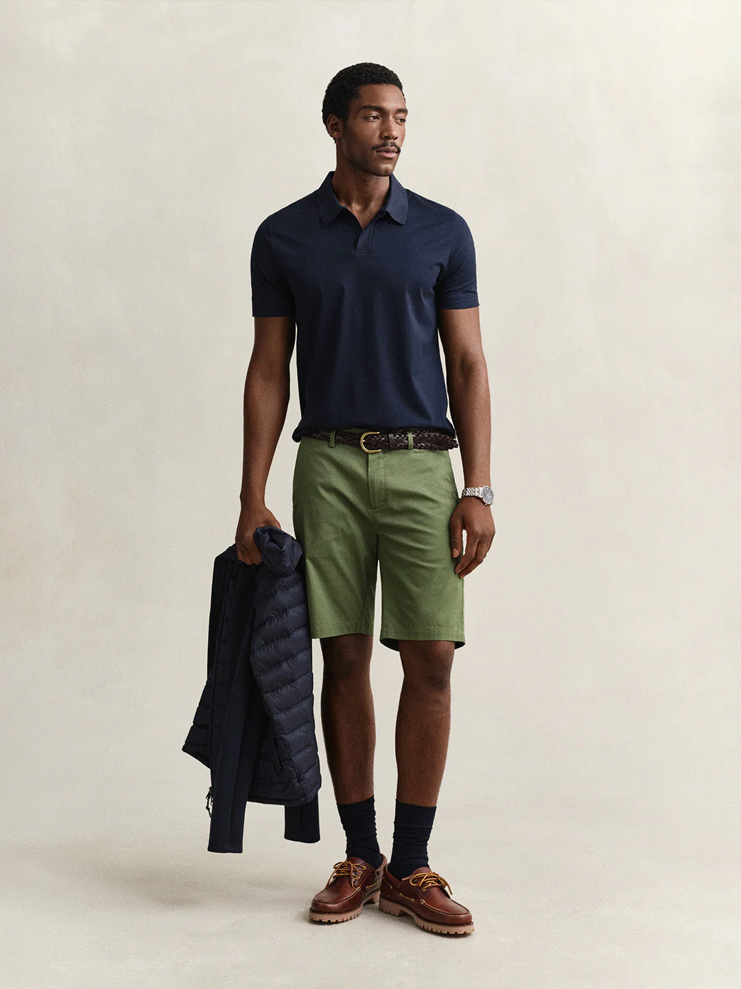 Gant Men Navy Blue Solid Regular Fit Pure Cotton Polo T-Shirt - Image 2