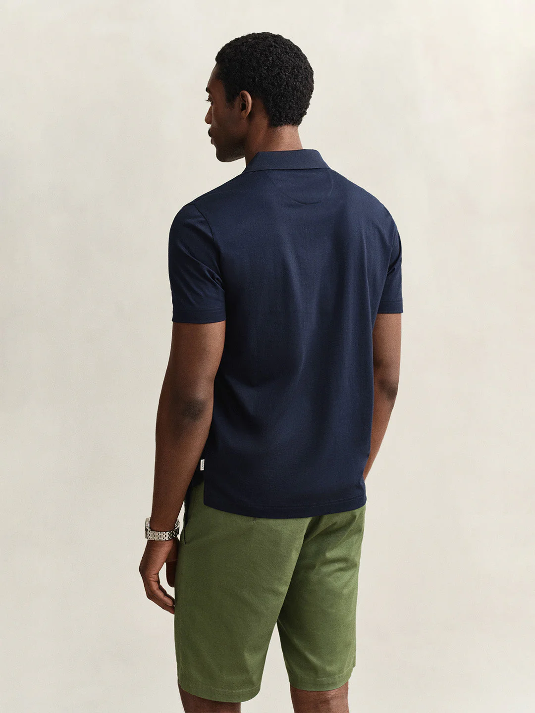 Gant Men Navy Blue Solid Regular Fit Pure Cotton Polo T-Shirt - Image 3