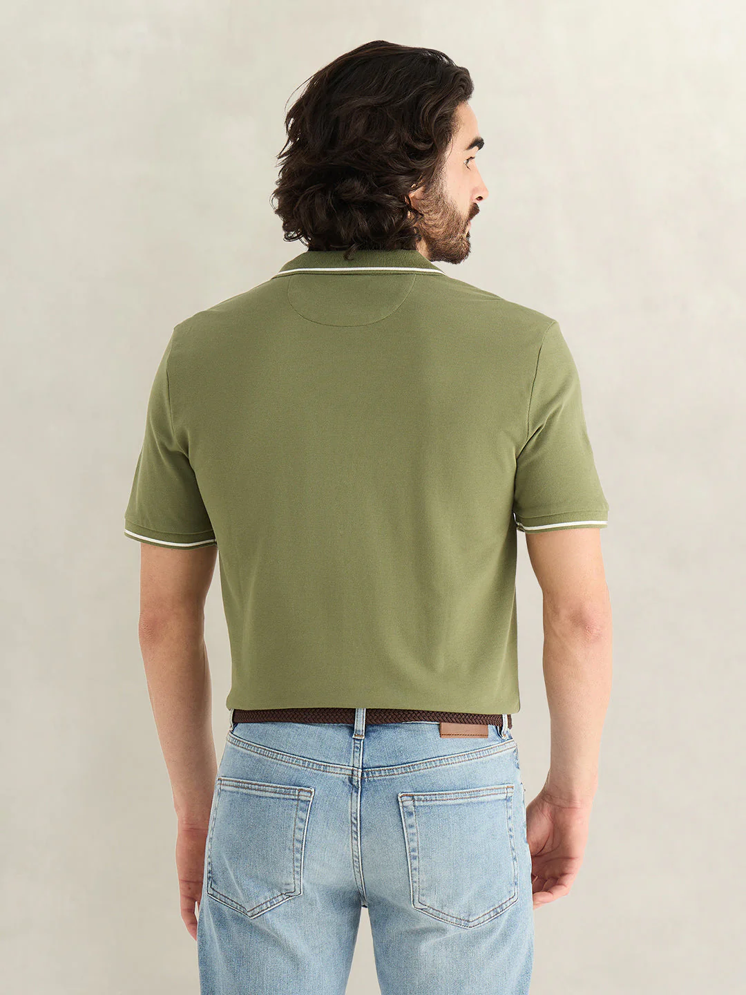 Gant Men Green Solid Regular Fit Polo T-Shirt - Image 2