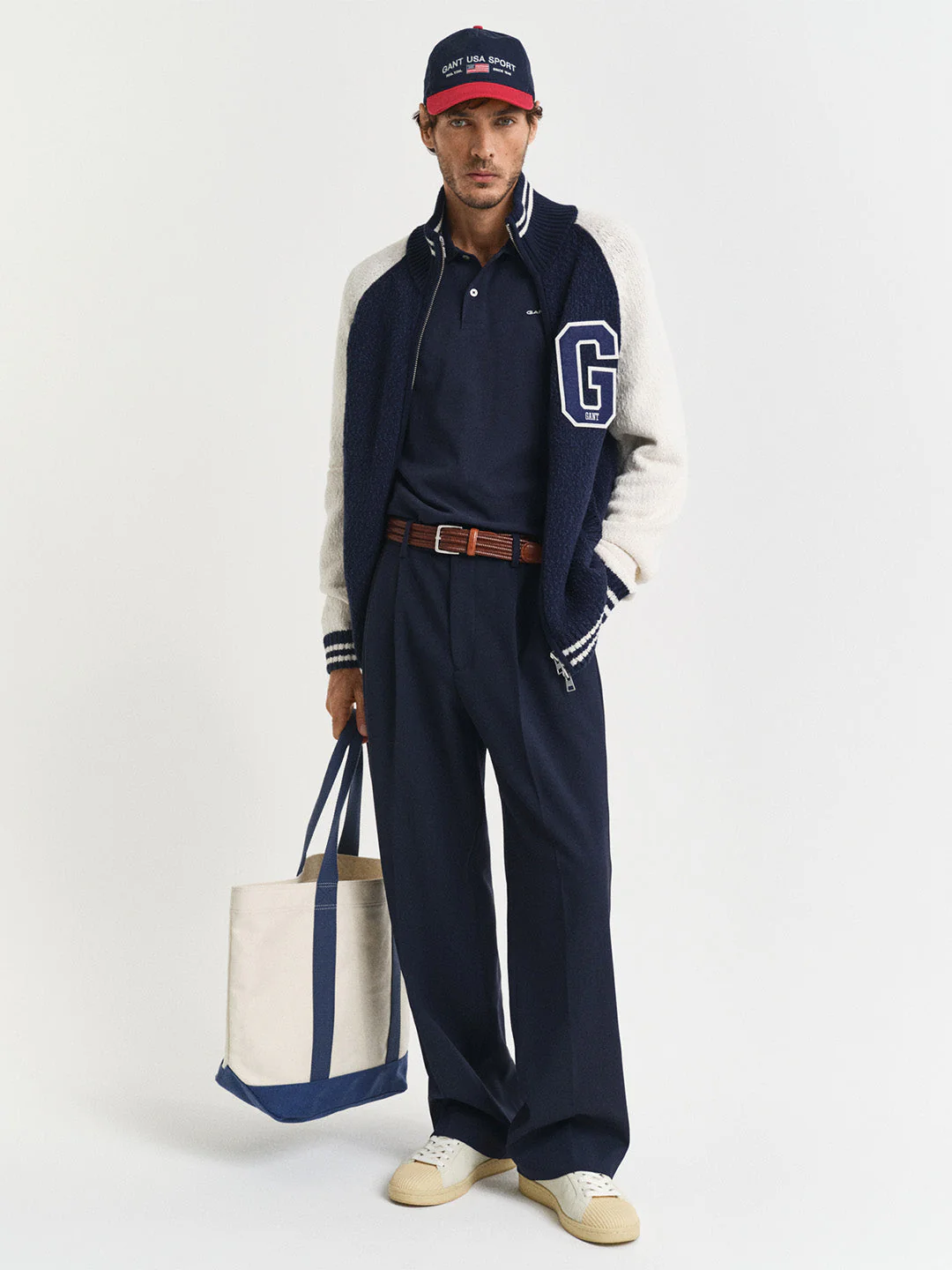 Gant Men Navy Blue Solid Regular Fit Polo T-Shirt - Image 2