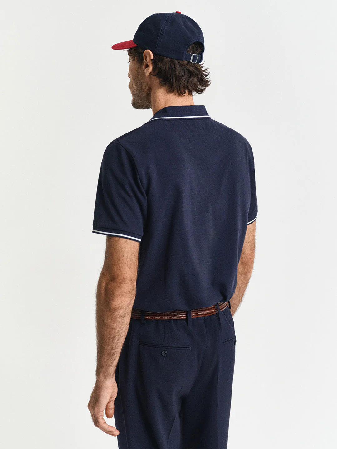 Gant Men Navy Blue Solid Regular Fit Polo T-Shirt - Image 3