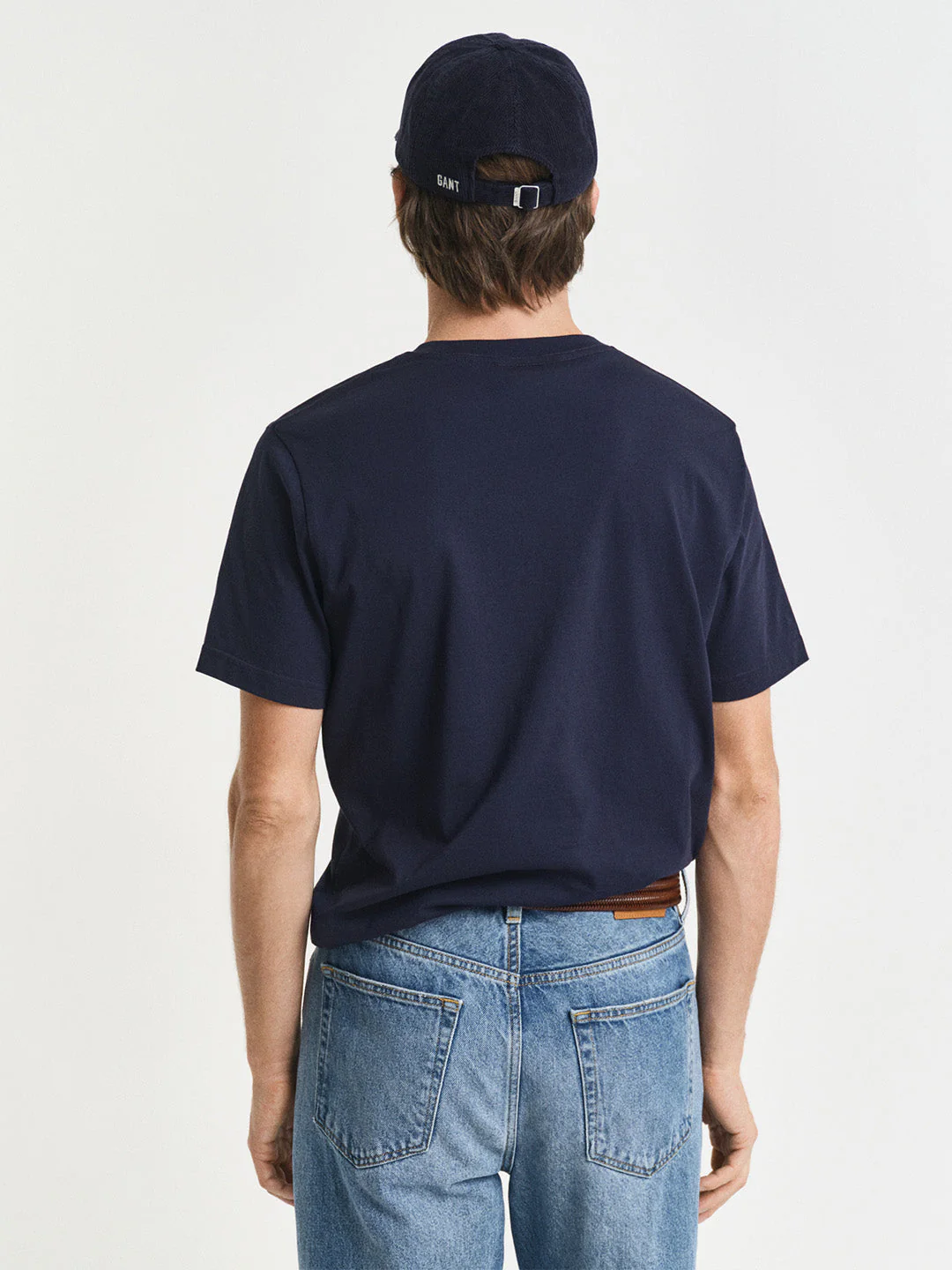 Gant Men Navy Blue Solid Regular Fit T-Shirt - Image 4