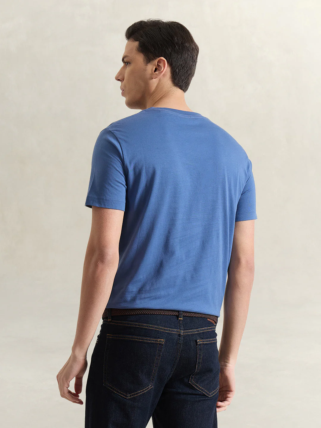 Gant Men Blue Solid Regular Fit T-Shirt - Image 3