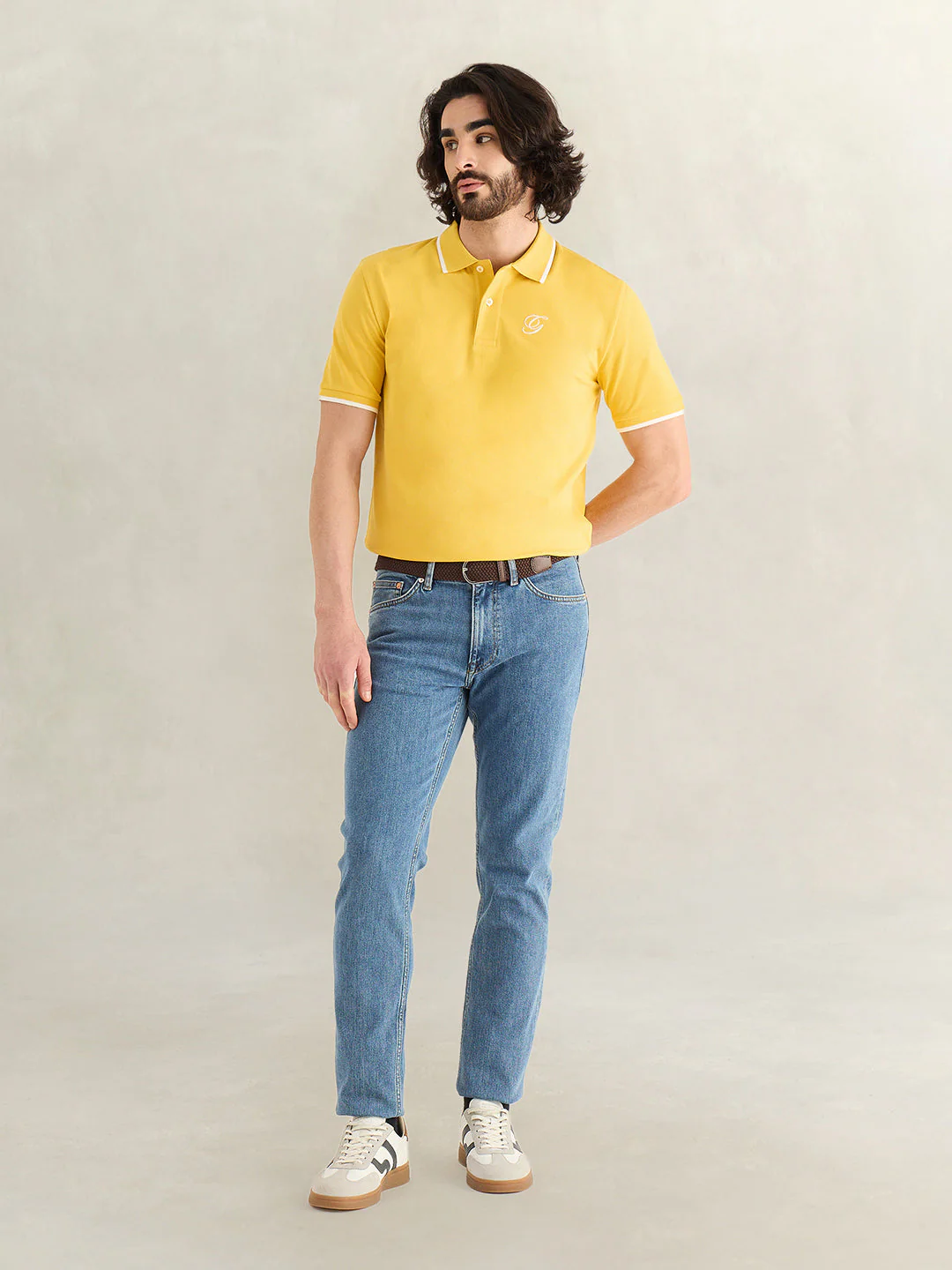 Gant Men Yellow Solid Regular Fit Pure Cotton Polo T-Shirt - Image 3