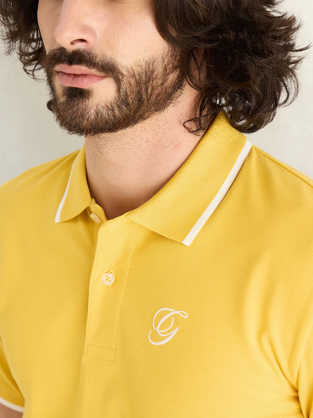 Gant Men Yellow Solid Regular Fit Pure Cotton Polo T-Shirt - Image 4