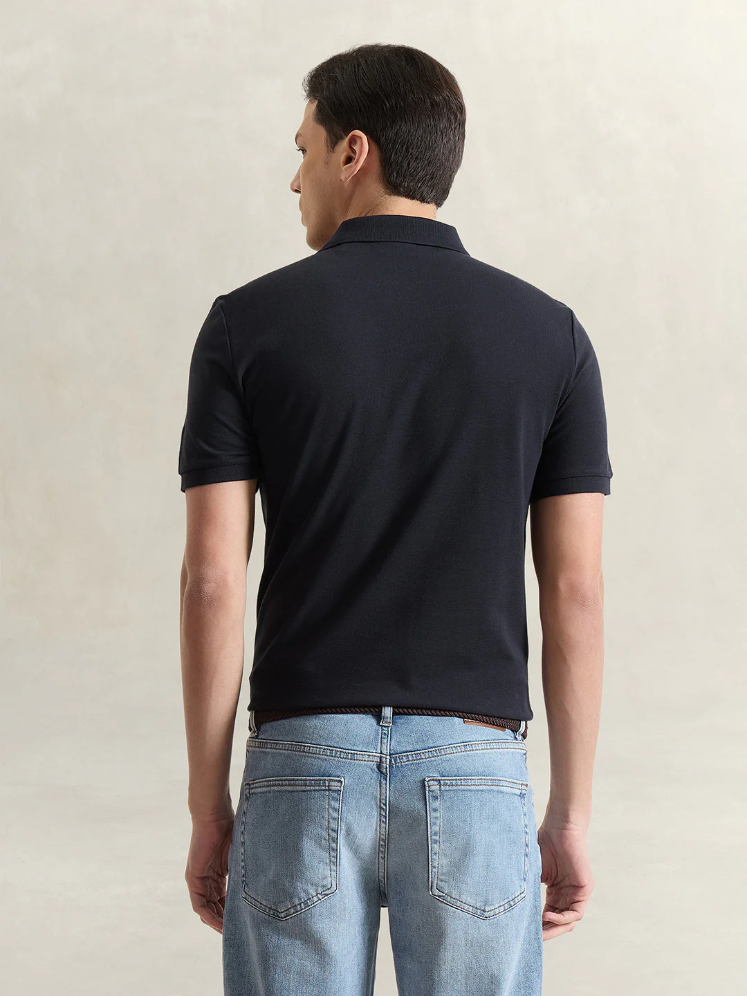 Gant Men Black Solid Regular Fit Pure Cotton Polo T-Shirt - Image 3