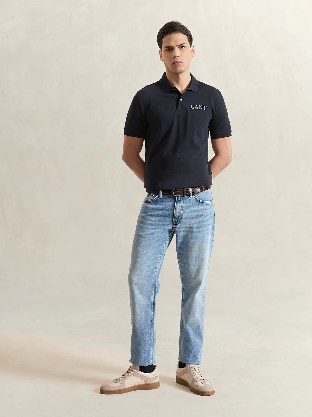 Gant Men Black Solid Regular Fit Pure Cotton Polo T-Shirt - Image 4