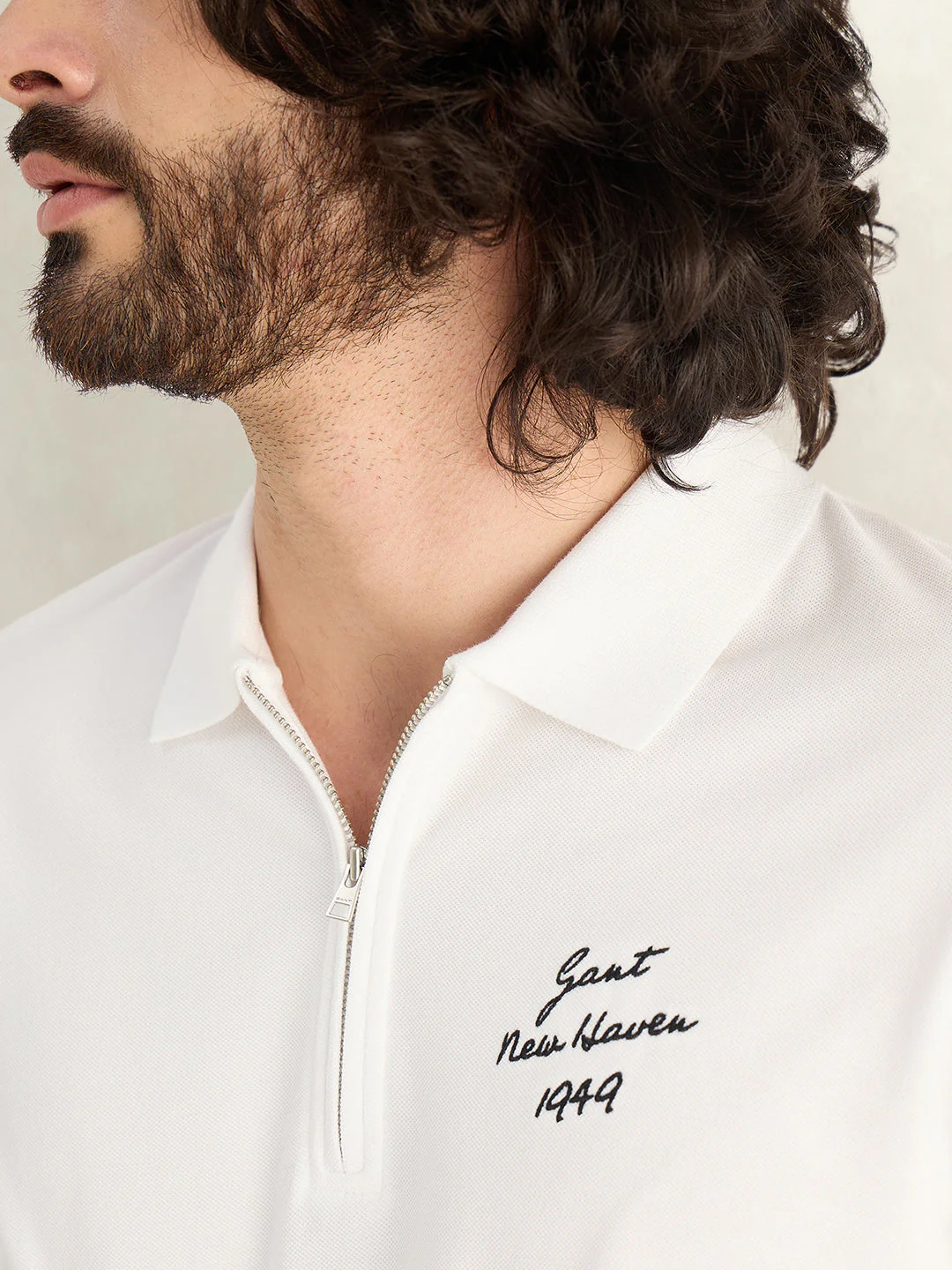 Gant Men White Solid Regular Fit Pure Cotton Polo T-Shirt - Image 4