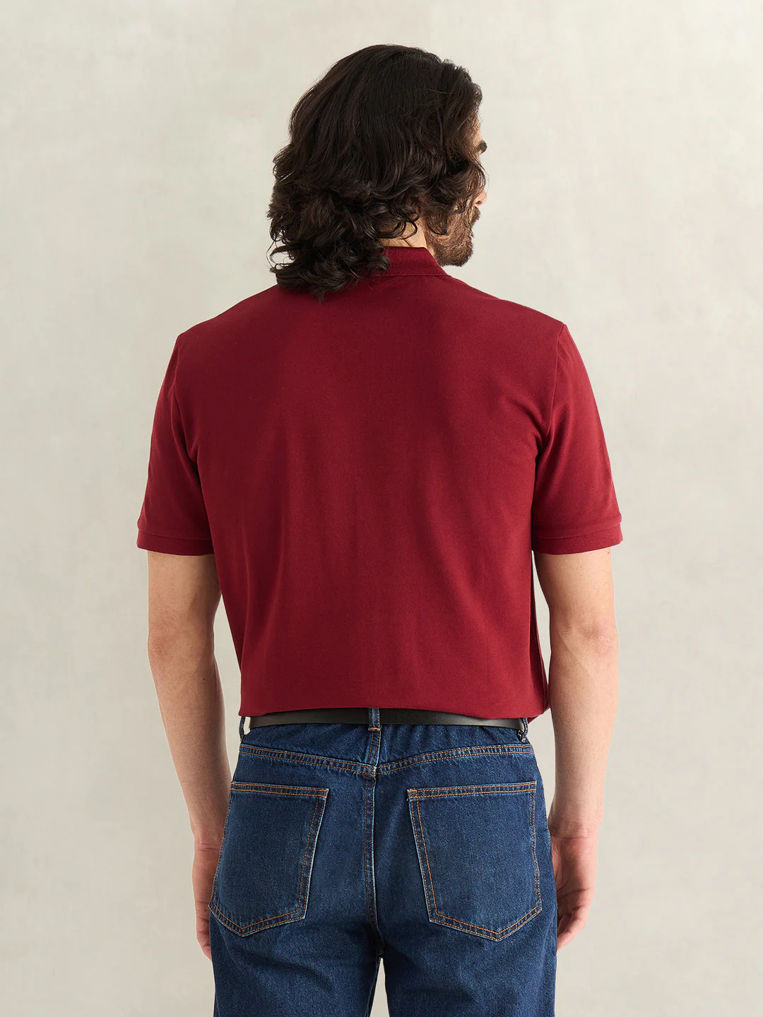 Gant Men Maroon Solid Regular Fit Pure Cotton Polo T-Shirt - Image 2