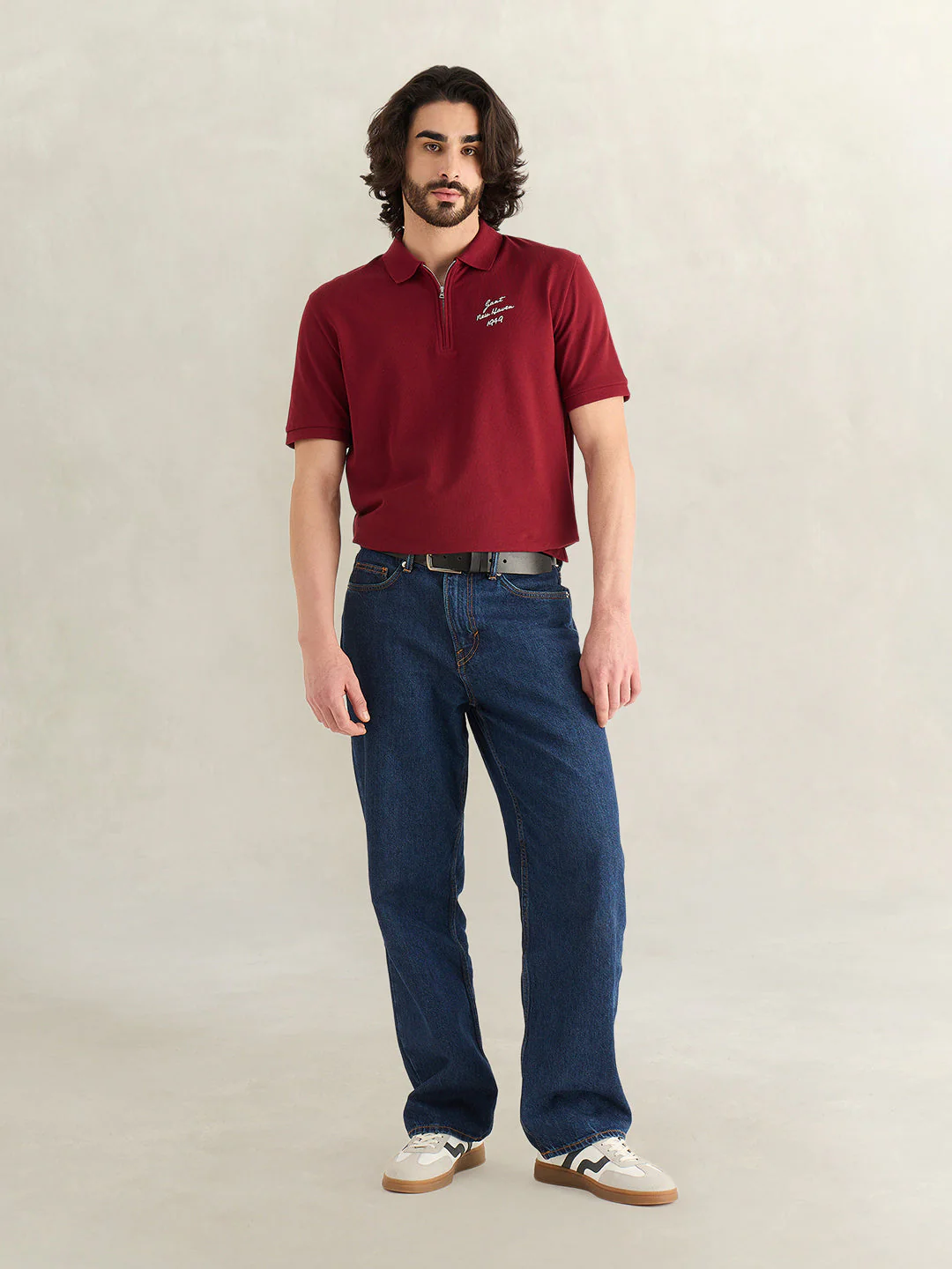 Gant Men Maroon Solid Regular Fit Pure Cotton Polo T-Shirt - Image 3