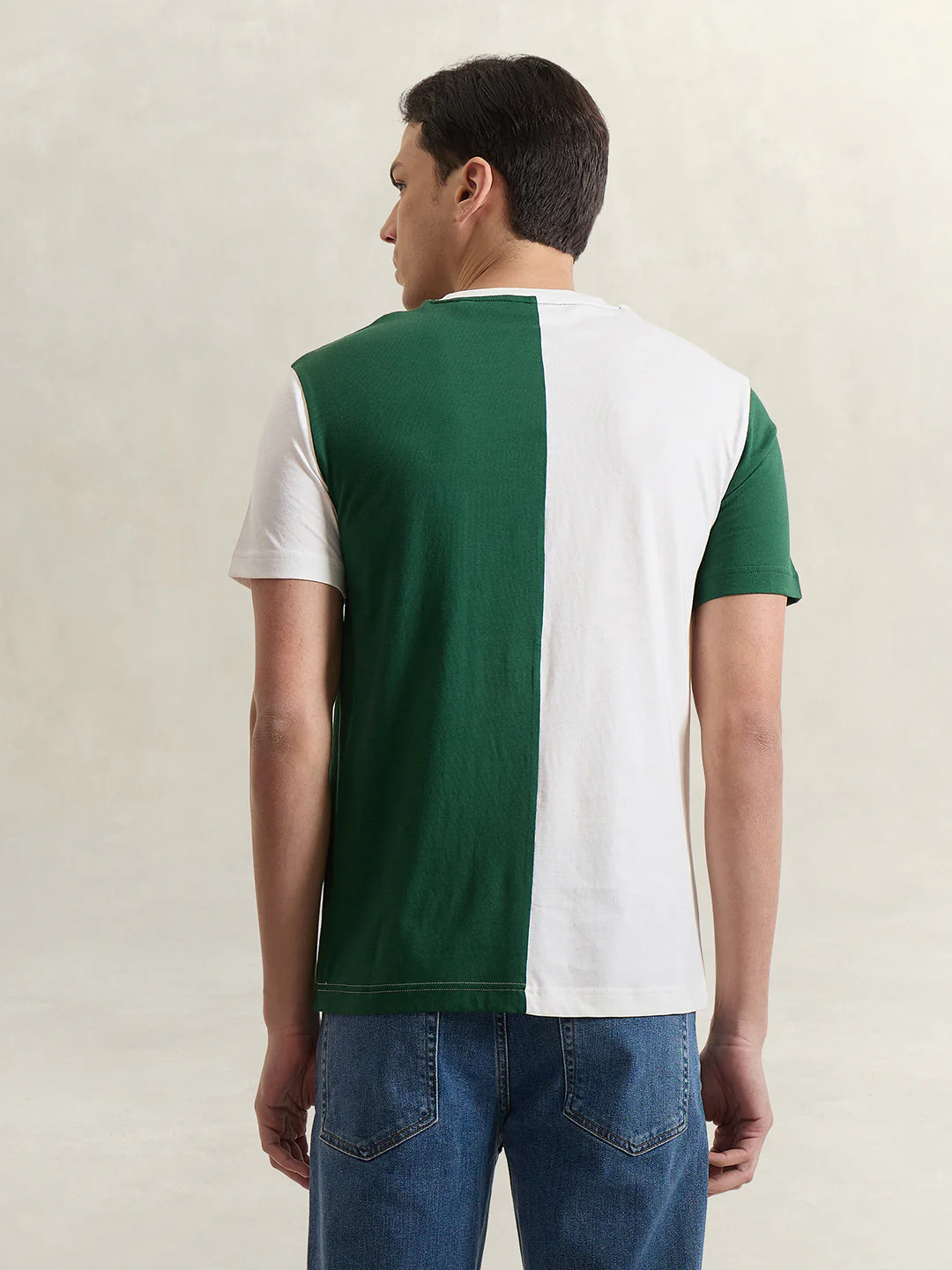 Gant Men White Colorblock Regular Fit Pure Cotton T-Shirt - Image 2