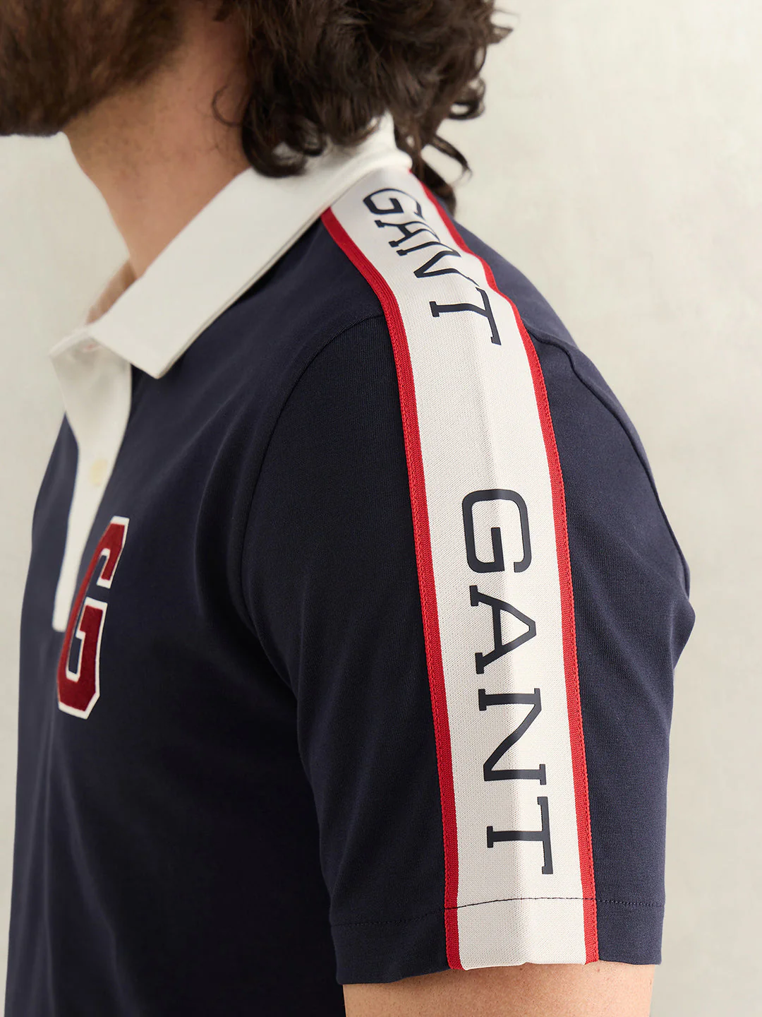 Gant Men Navy Blue Regular Fit Pure Cotton Polo T-Shirt - Image 4