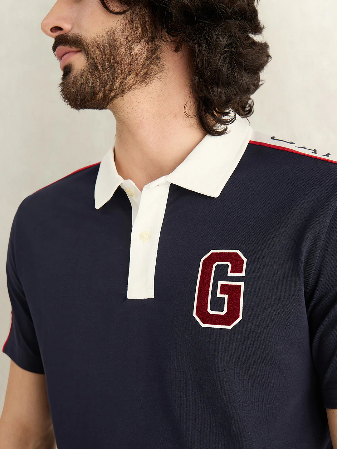 Gant Men Navy Blue Regular Fit Pure Cotton Polo T-Shirt - Image 5