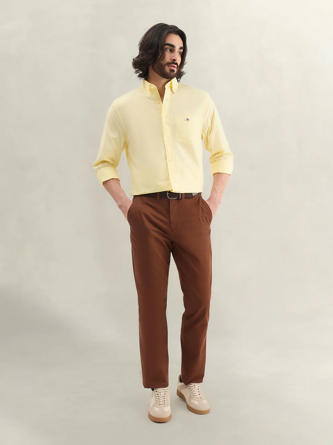 Gant Men Yellow Striped Regular Fit Classic Poplin Shirt - Image 3