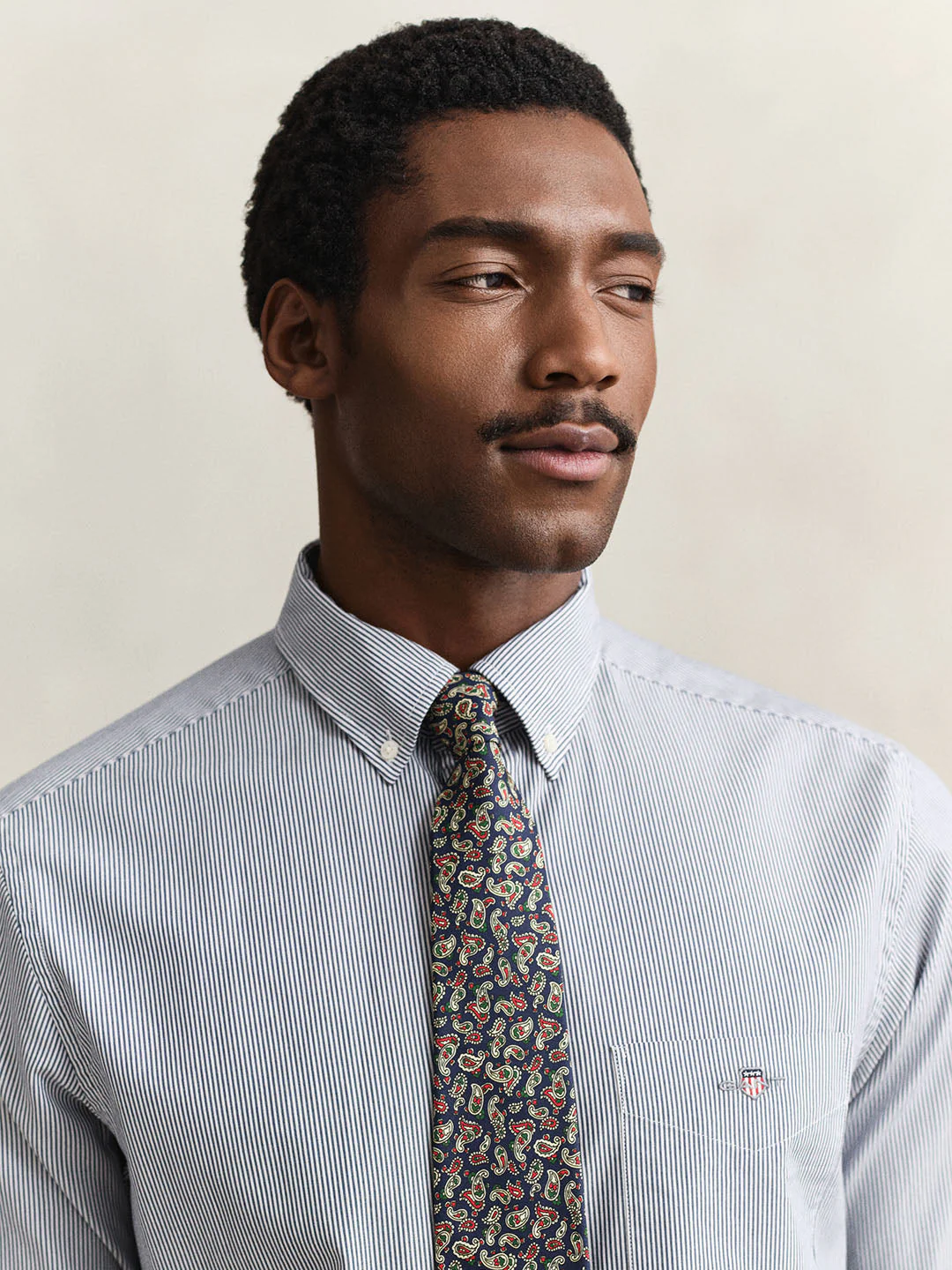 Gant Men Blue Striped Regular Fit Classic Poplin Shirt - Image 2