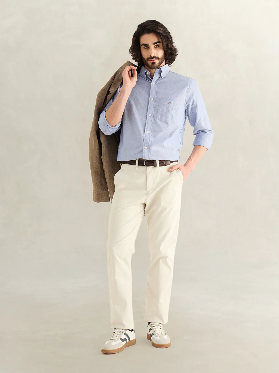 Gant Men Blue Solid Regular Fit Classic Oxford Shirt - Image 3