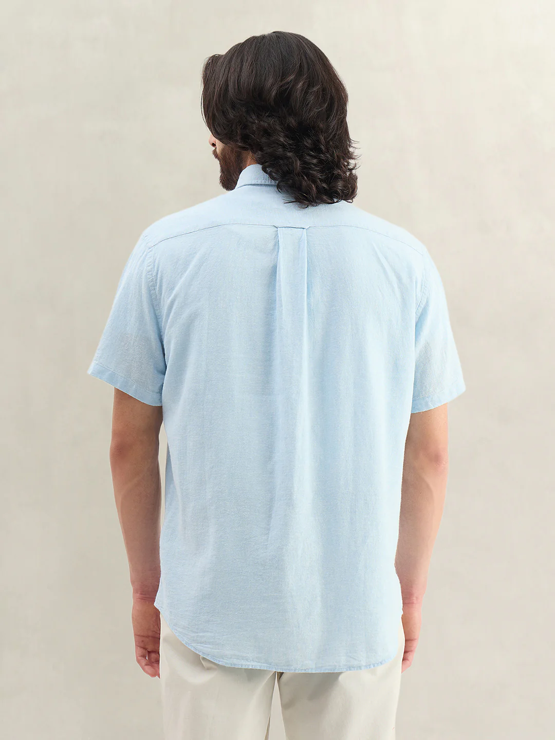 Gant Men Blue Solid Regular Fit Cotton Linen Shirt - Image 3
