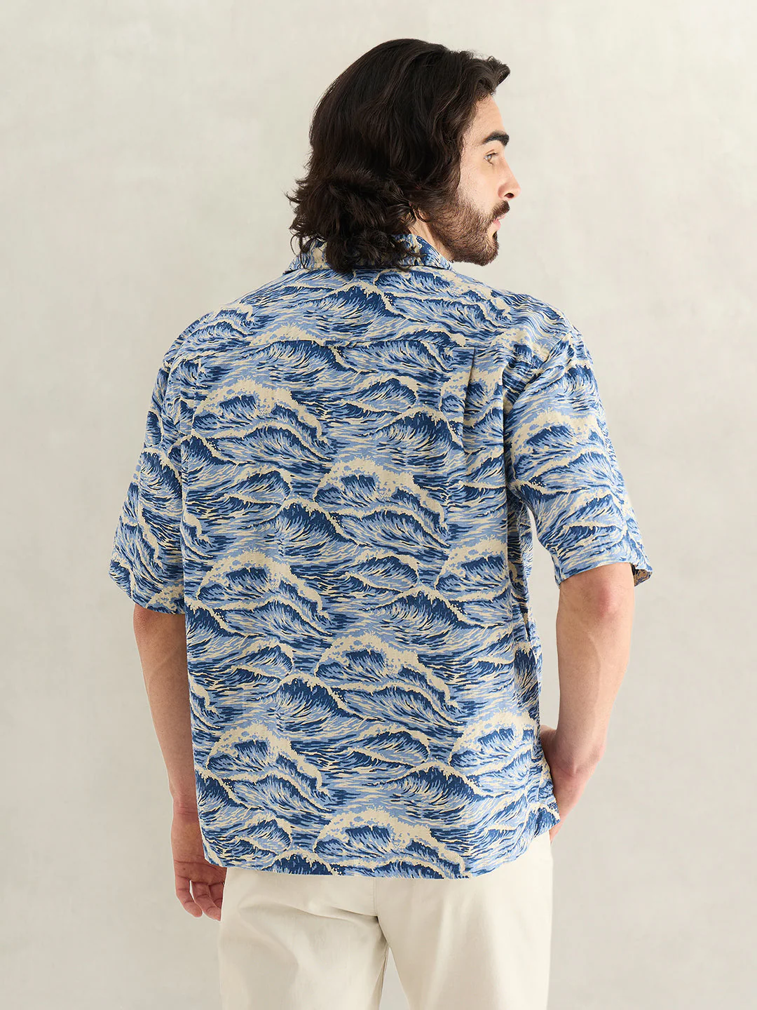 Gant Men Blue Printed Relaxed Fit Pure Cotton Shirt - Image 2