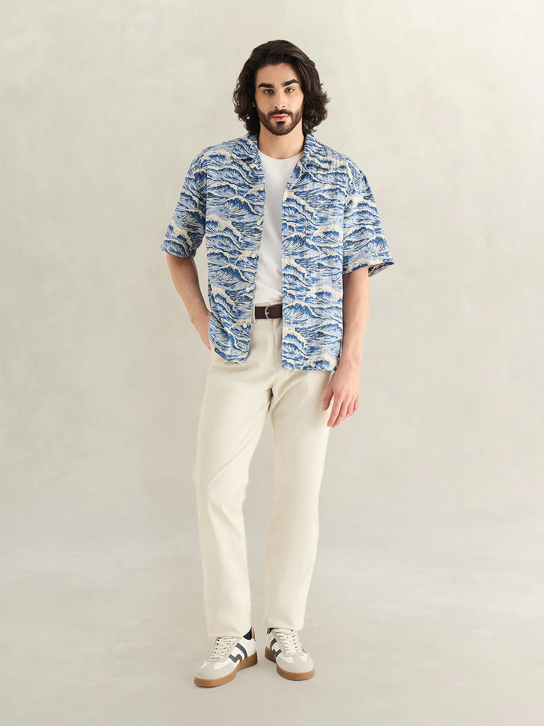 Gant Men Blue Printed Relaxed Fit Pure Cotton Shirt - Image 3