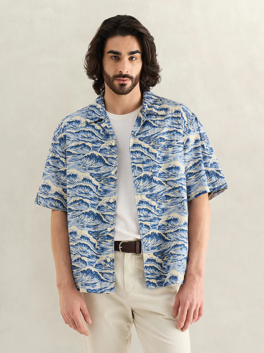 Gant Men Blue Printed Relaxed Fit Pure Cotton Shirt - Image 4