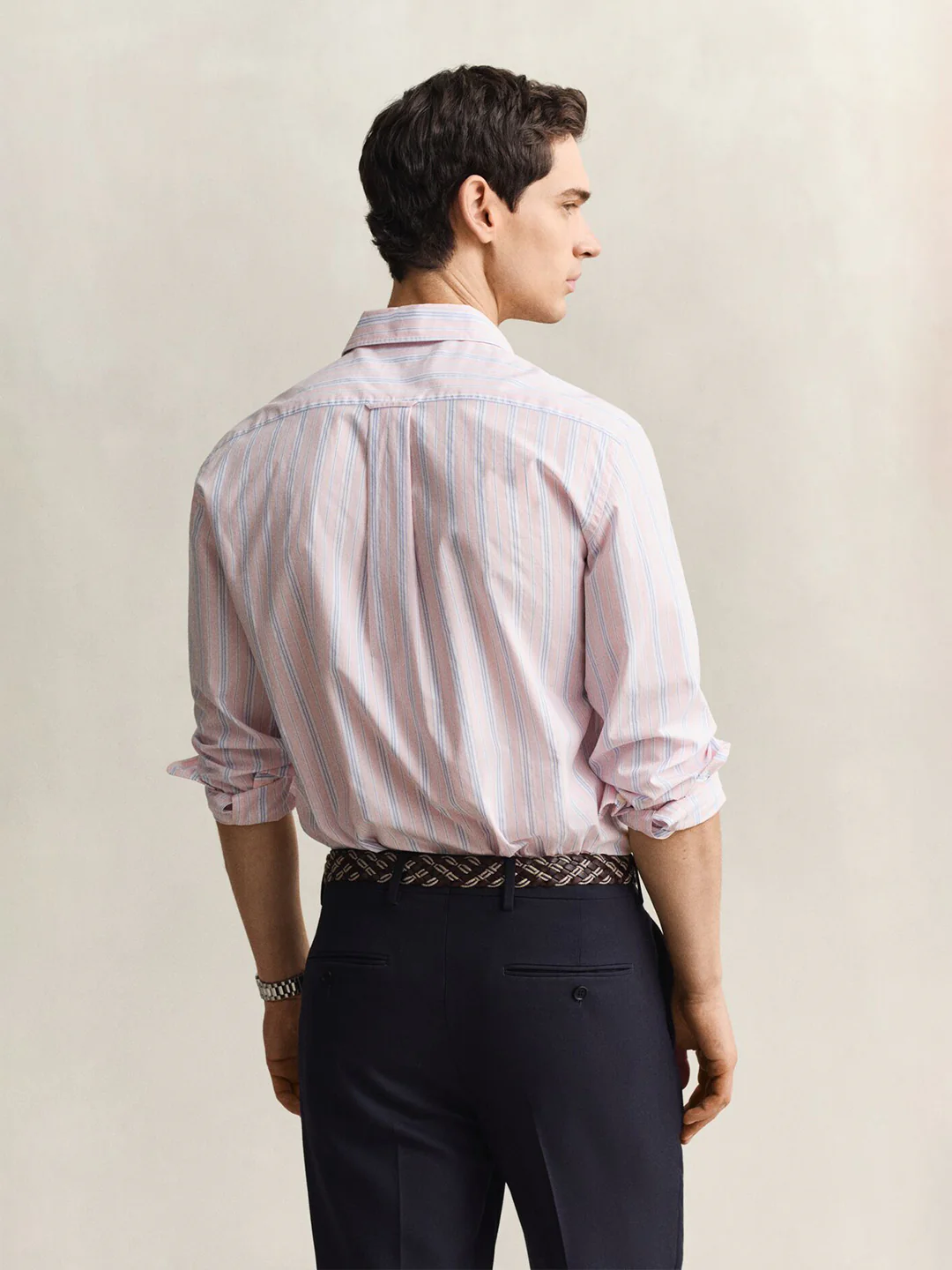 Gant Men Pink Striped Regular Fit Pure Cotton Shirt - Image 4