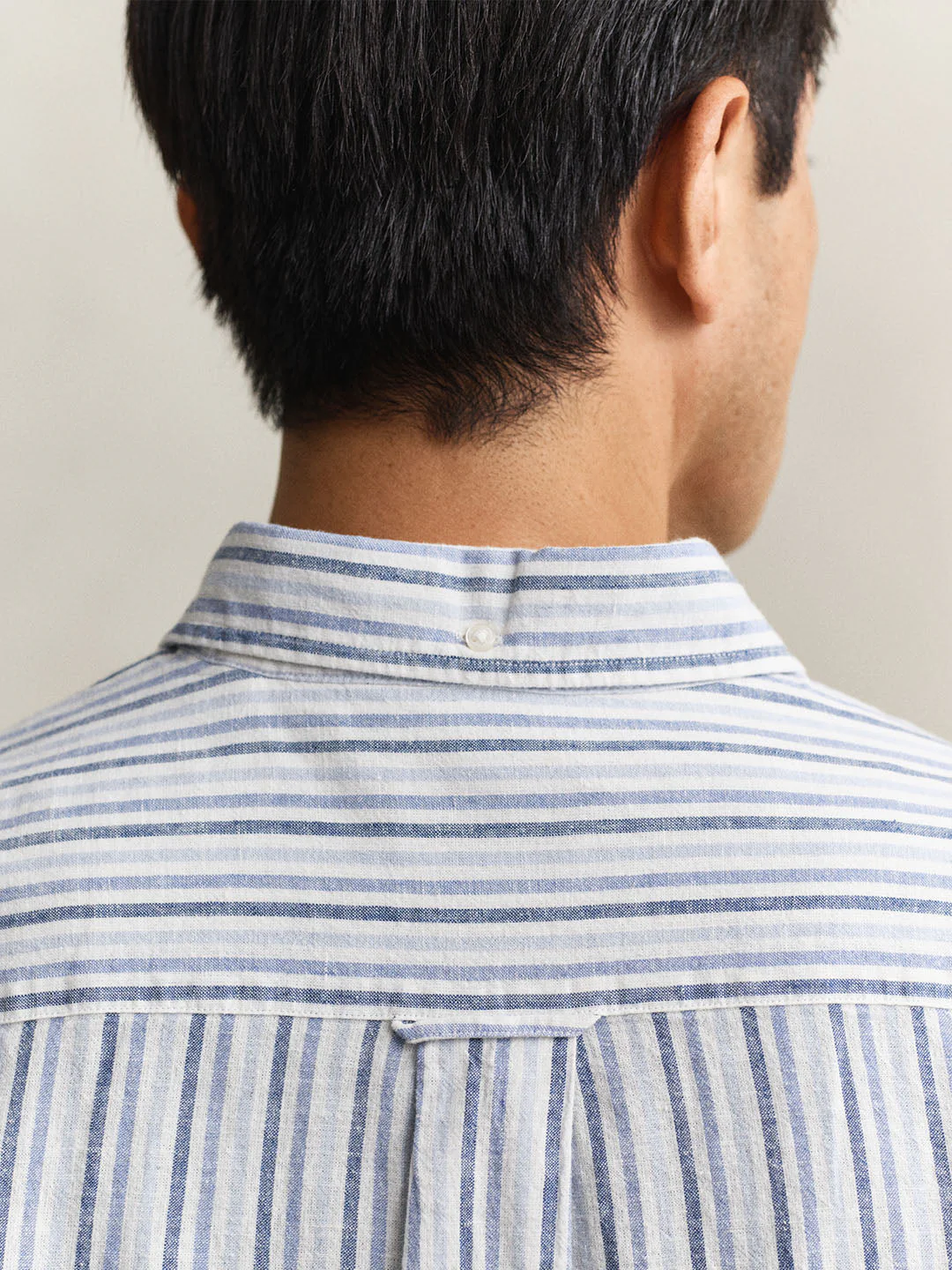 Gant Men Blue Striped Regular Fit Cotton Linen Shirt - Image 5