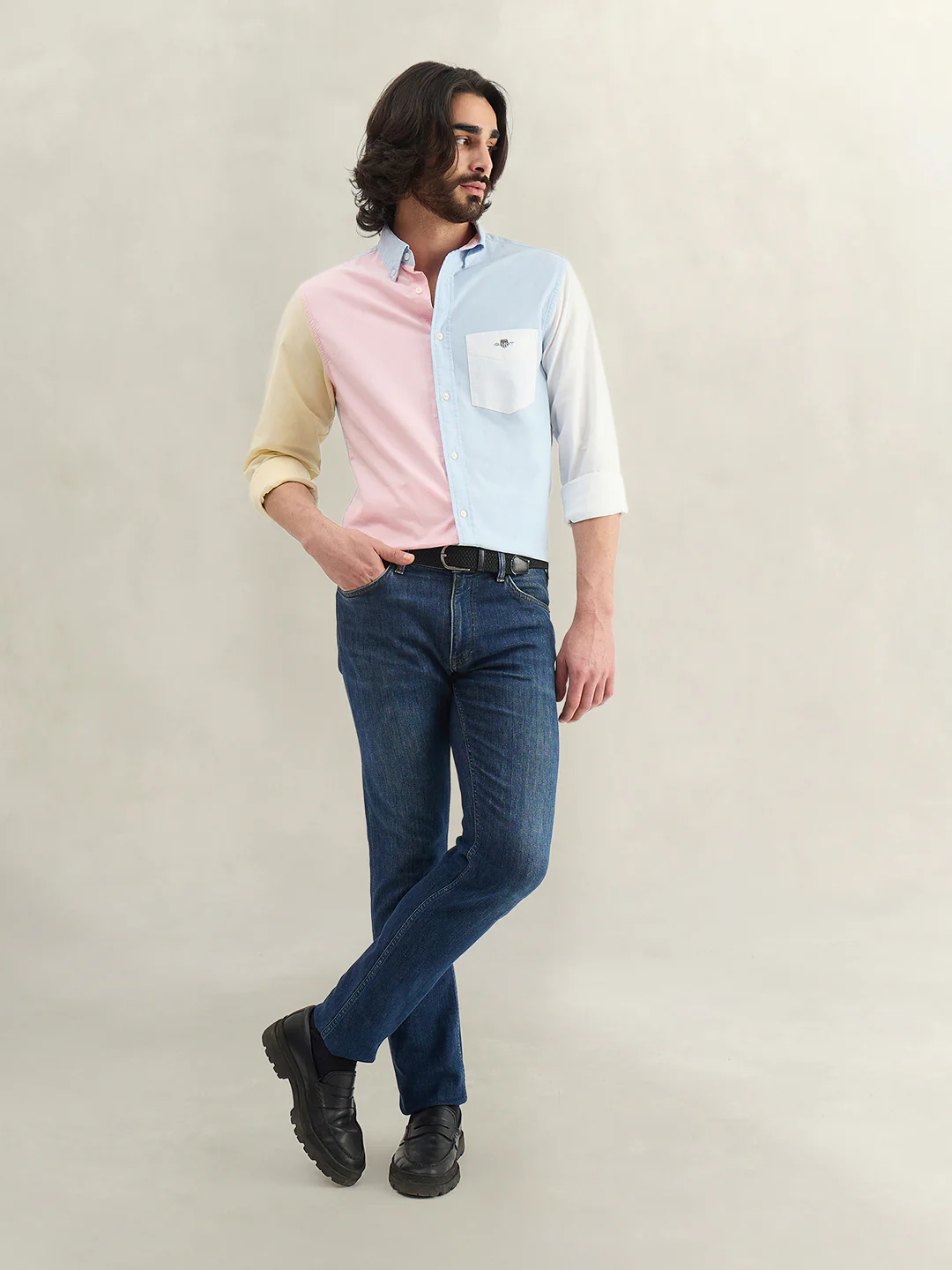 Gant Men Blue Colorblock Regular Fit Pure Cotton Shirt - Image 3