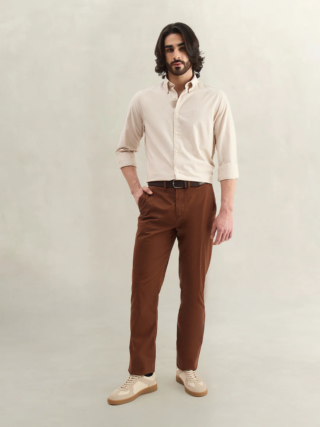 Gant Men Beige Solid Regular Fit Pure Cotton Shirt - Image 6