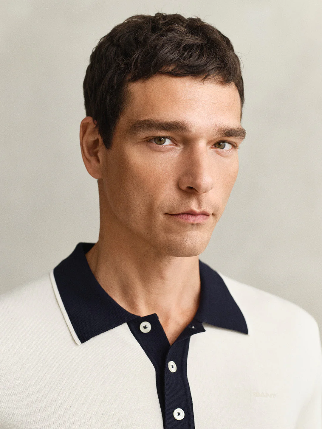 Gant Men Cream Solid Regular Fit Polo T-Shirt - Image 4