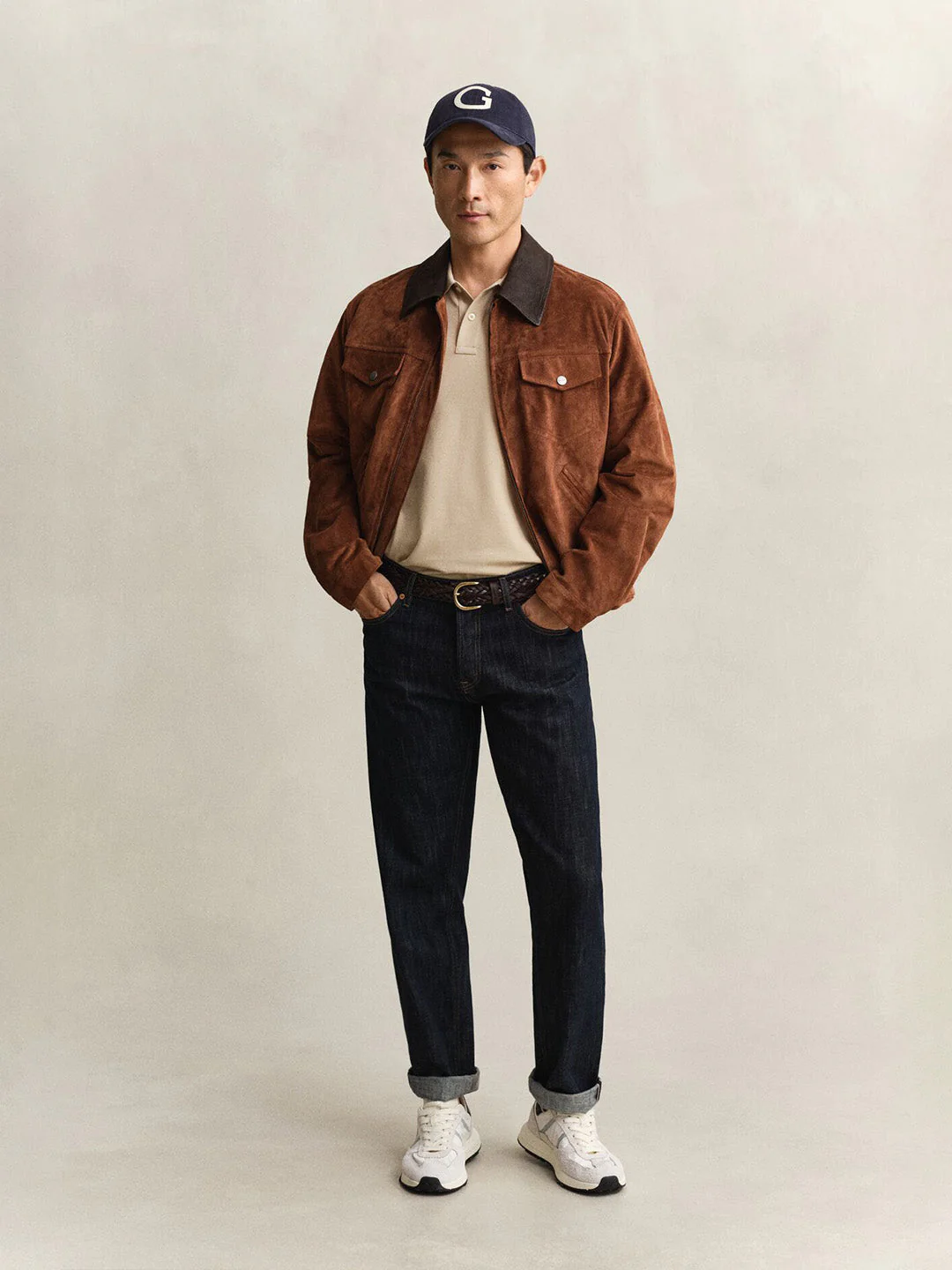 Gant Men Beige Solid Regular Fit Polo T-Shirt - Image 3