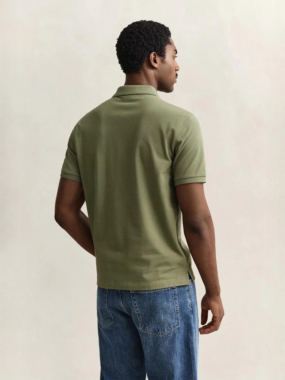 Gant Men Green Solid Regular Fit Polo T-Shirt - Image 4