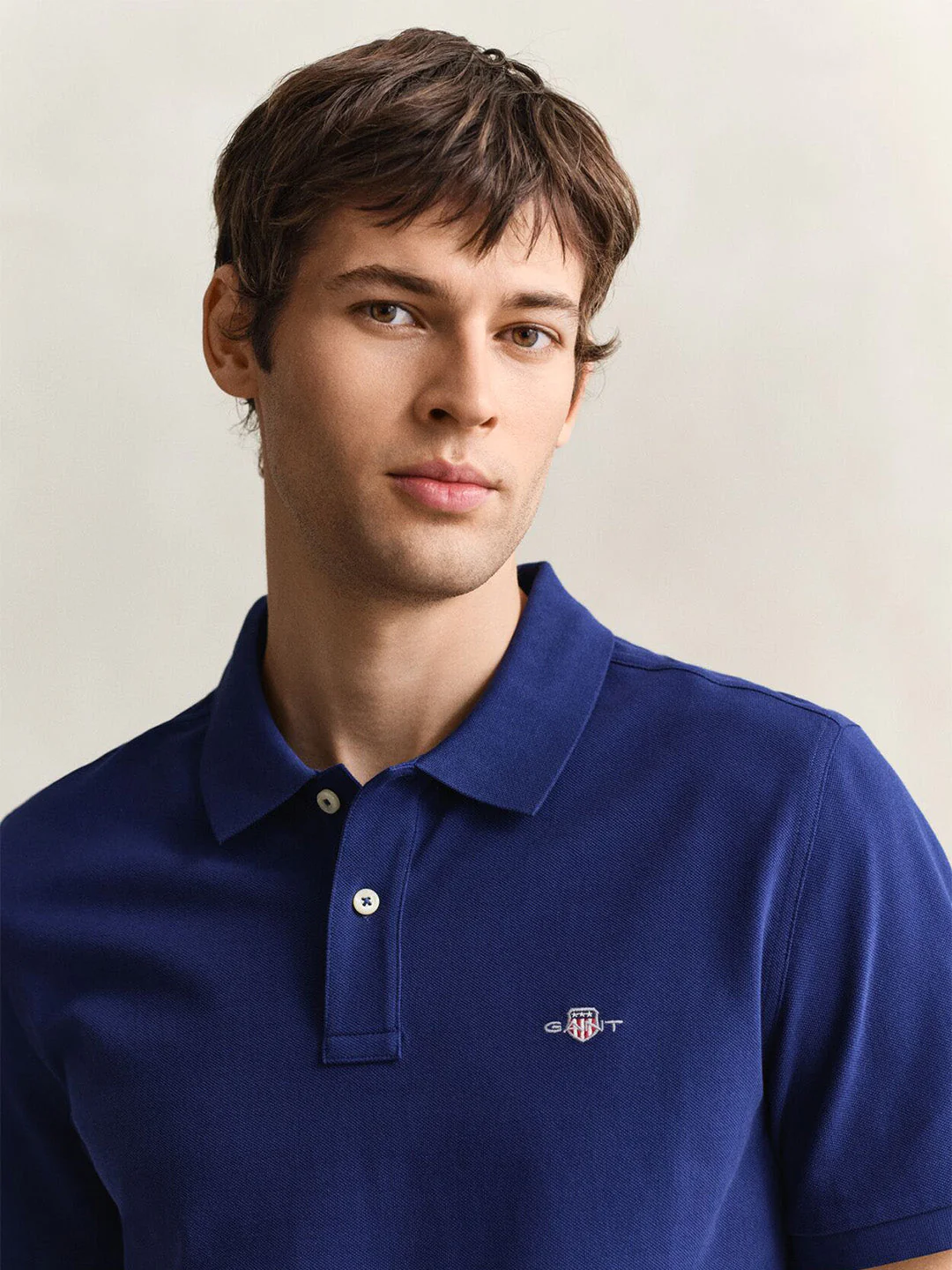 Gant Men Navy Blue Solid Regular Fit Polo T-Shirt - Image 2