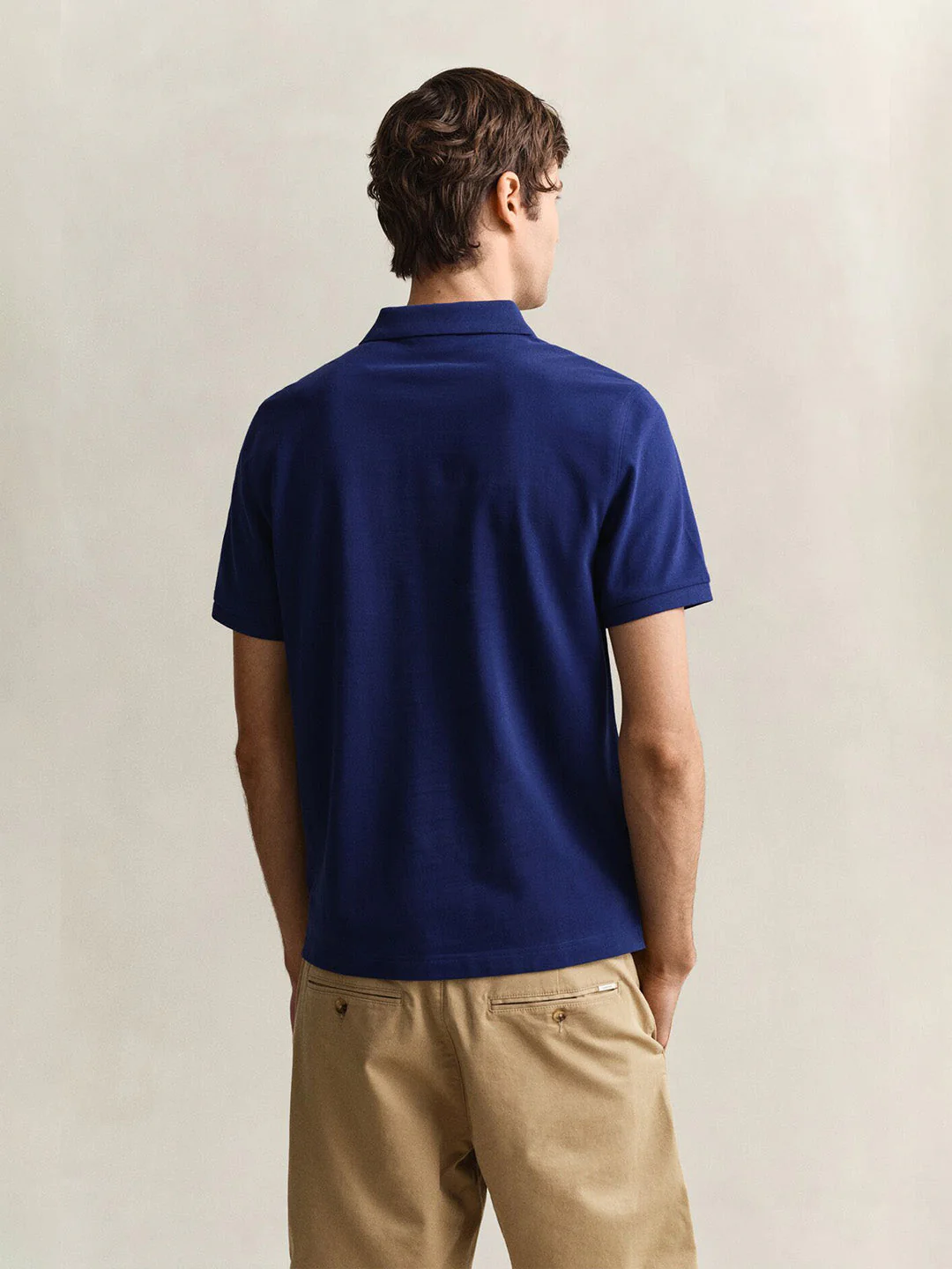 Gant Men Navy Blue Solid Regular Fit Polo T-Shirt - Image 4