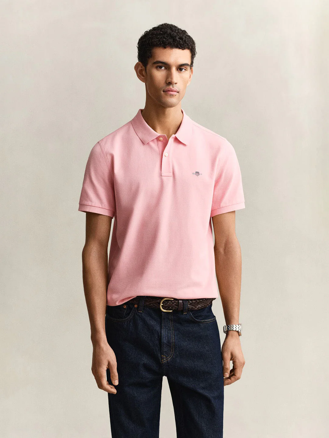 Gant Men Pink Solid Regular Fit Polo T-Shirt