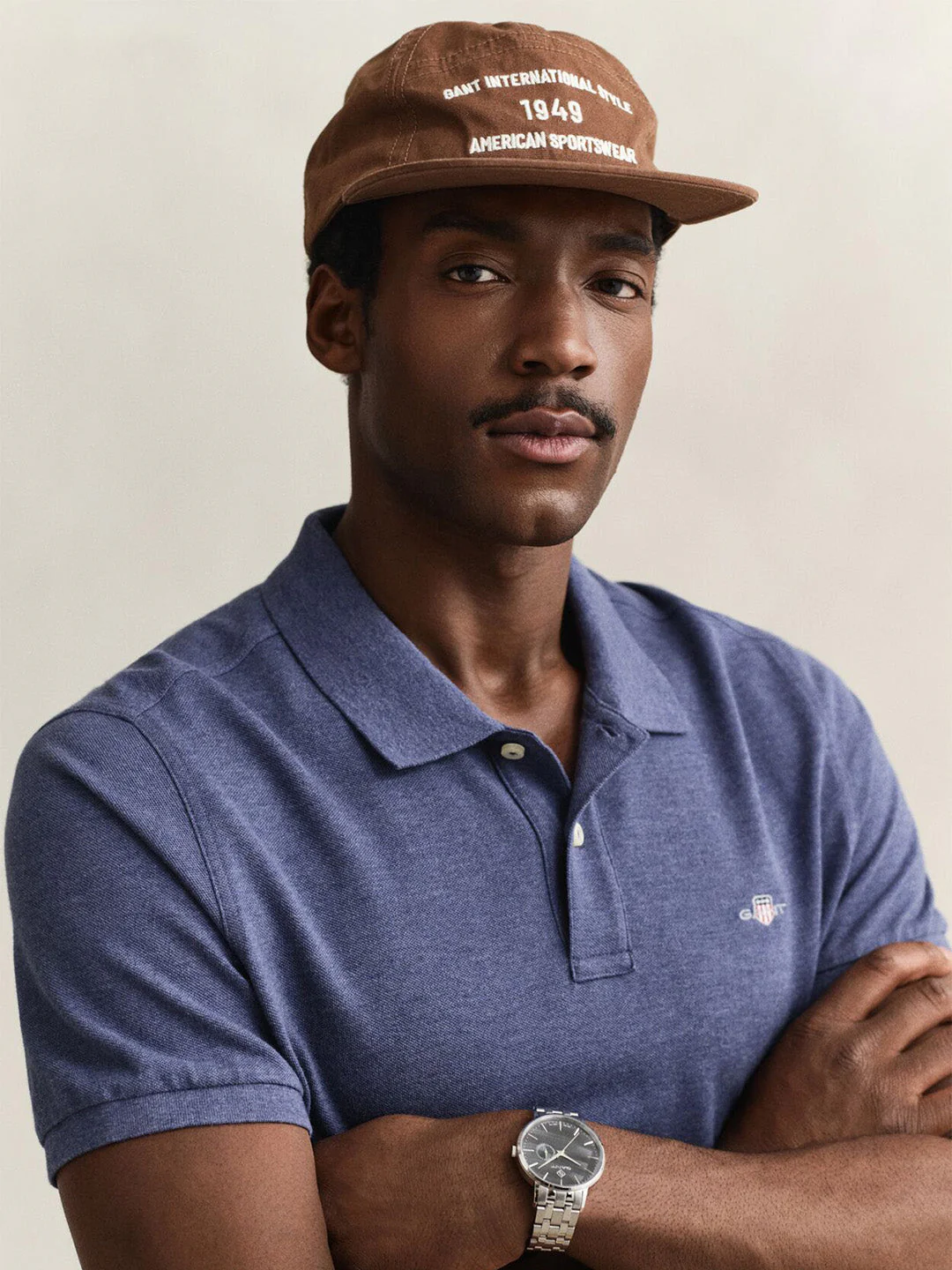 Gant Men Navy Blue Solid Regular Fit Polo T-Shirt - Image 2