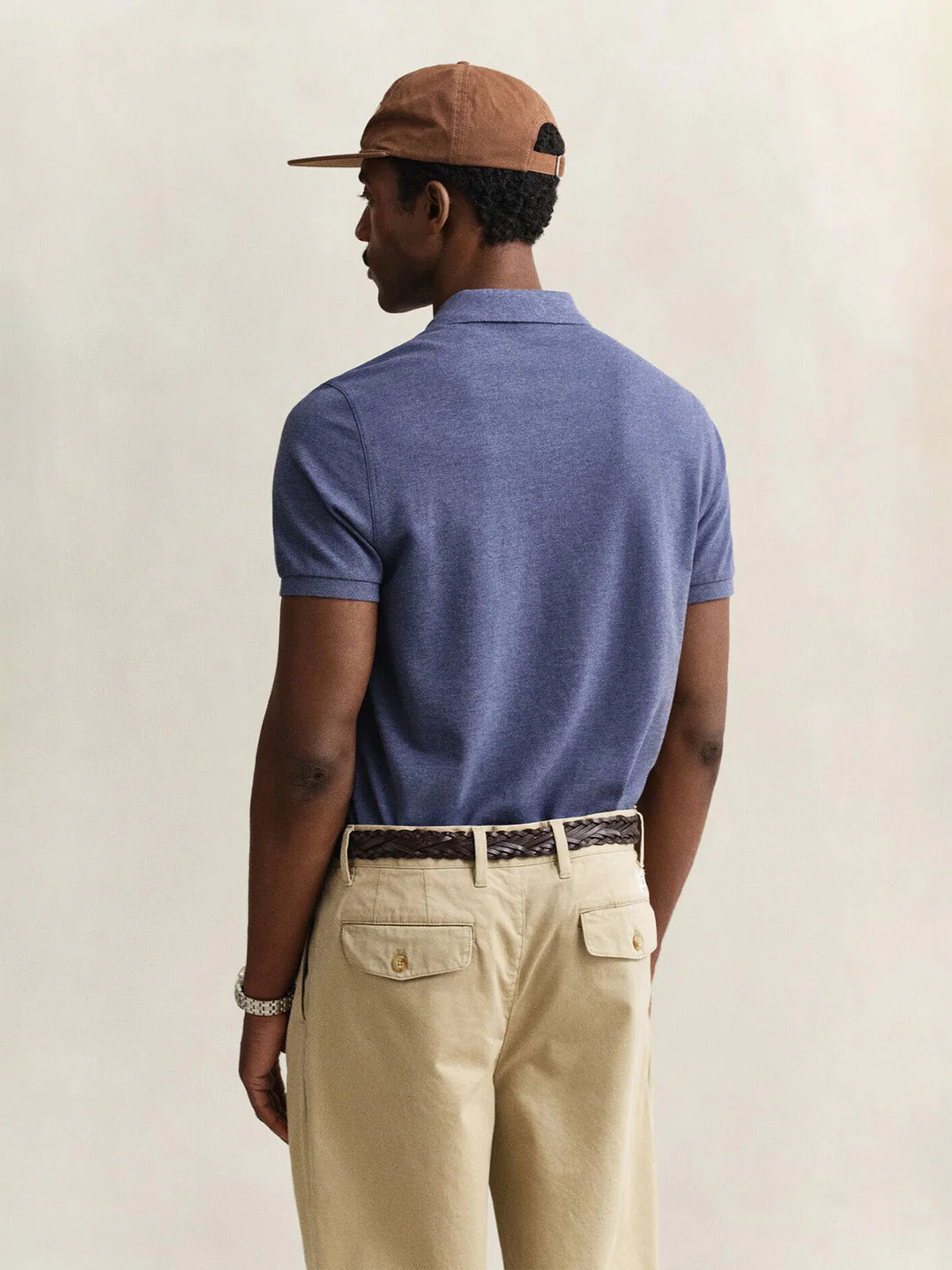 Gant Men Navy Blue Solid Regular Fit Polo T-Shirt - Image 4