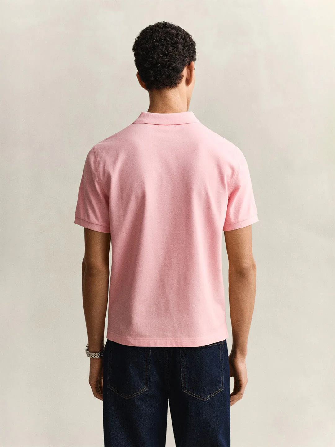 Gant Men Pink Solid Slim Fit Polo T-Shirt - Image 4