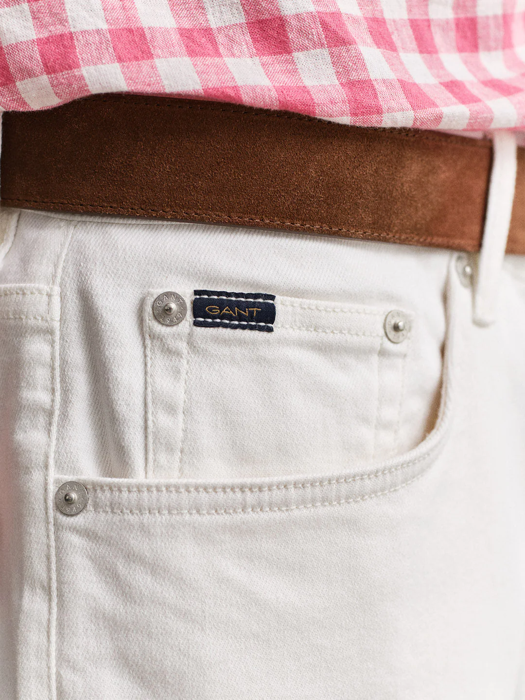 Gant Men White Solid Stretchable Regular Fit Jeans - Image 2