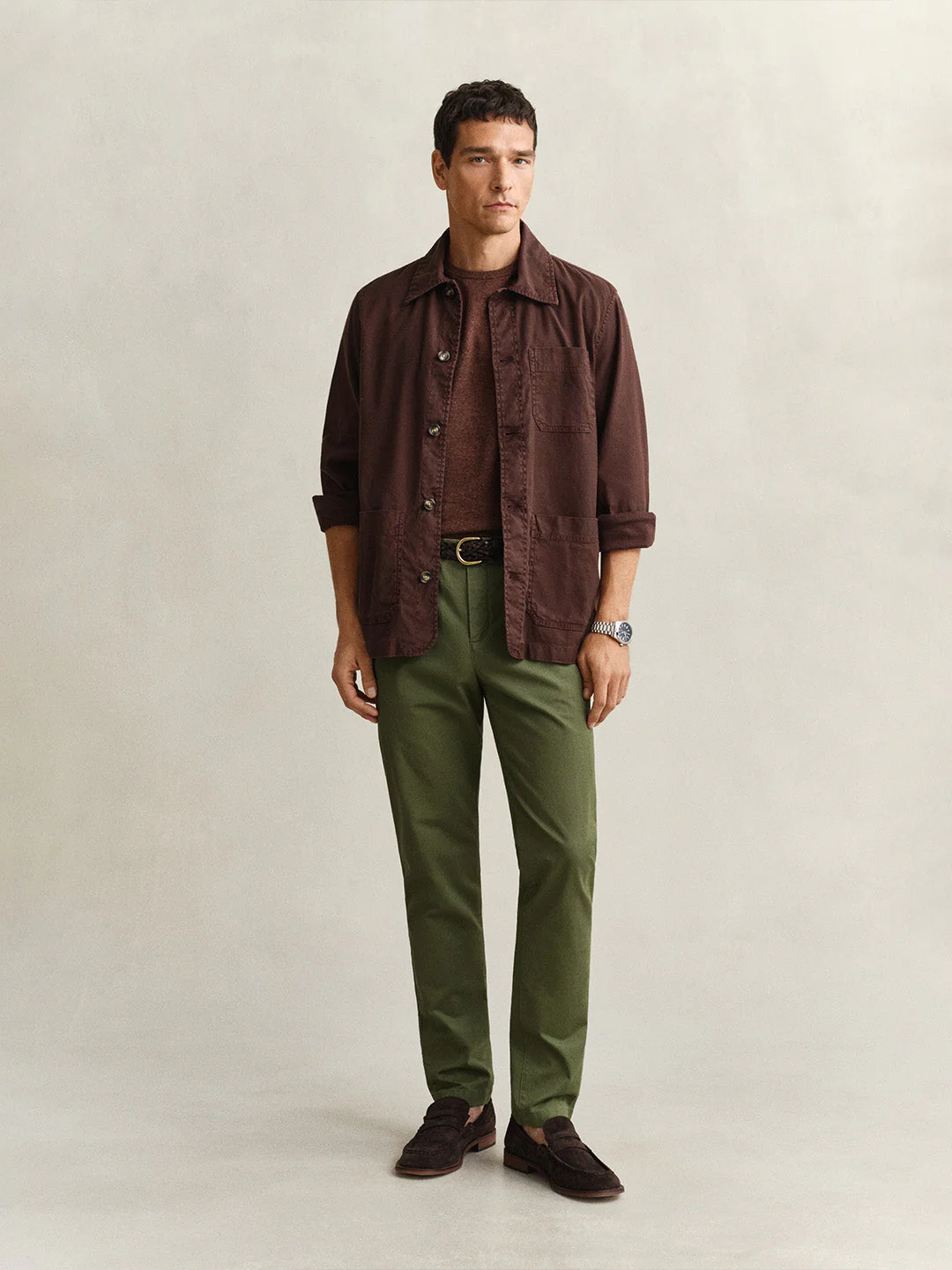 Gant Men Green Solid Stretchable Slim Fit Trouser - Image 4
