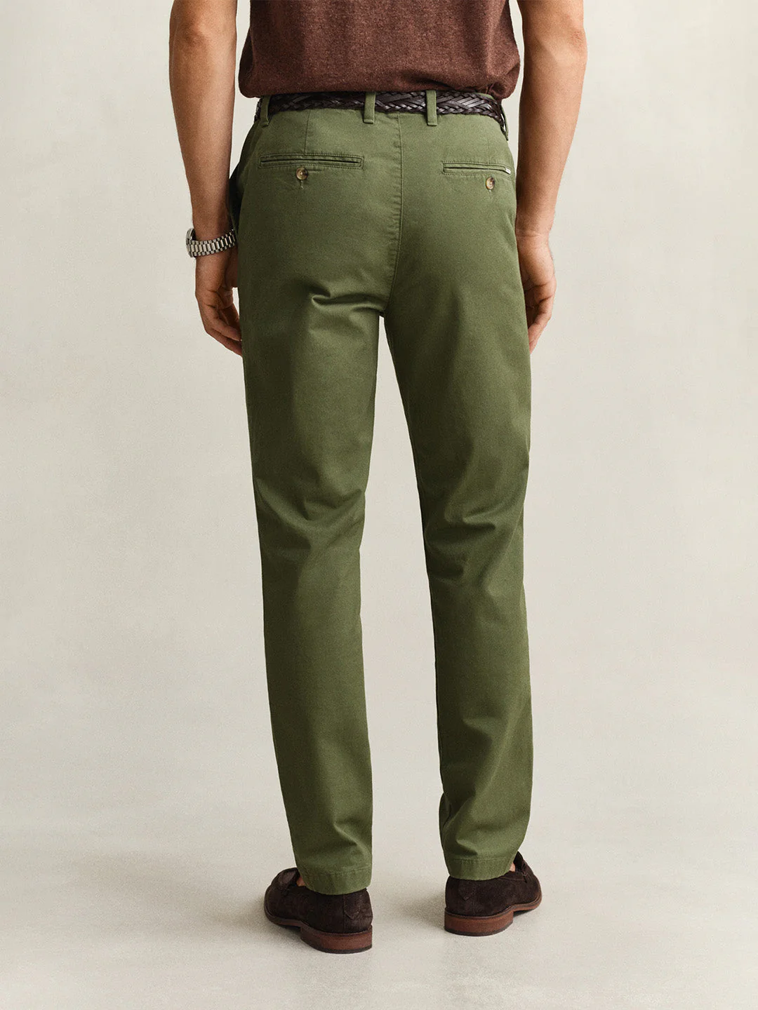 Gant Men Green Solid Stretchable Slim Fit Trouser - Image 5