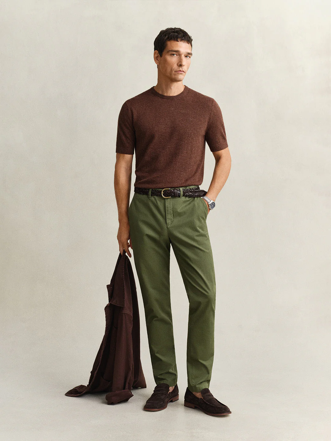 Gant Men Green Solid Stretchable Slim Fit Trouser - Image 6