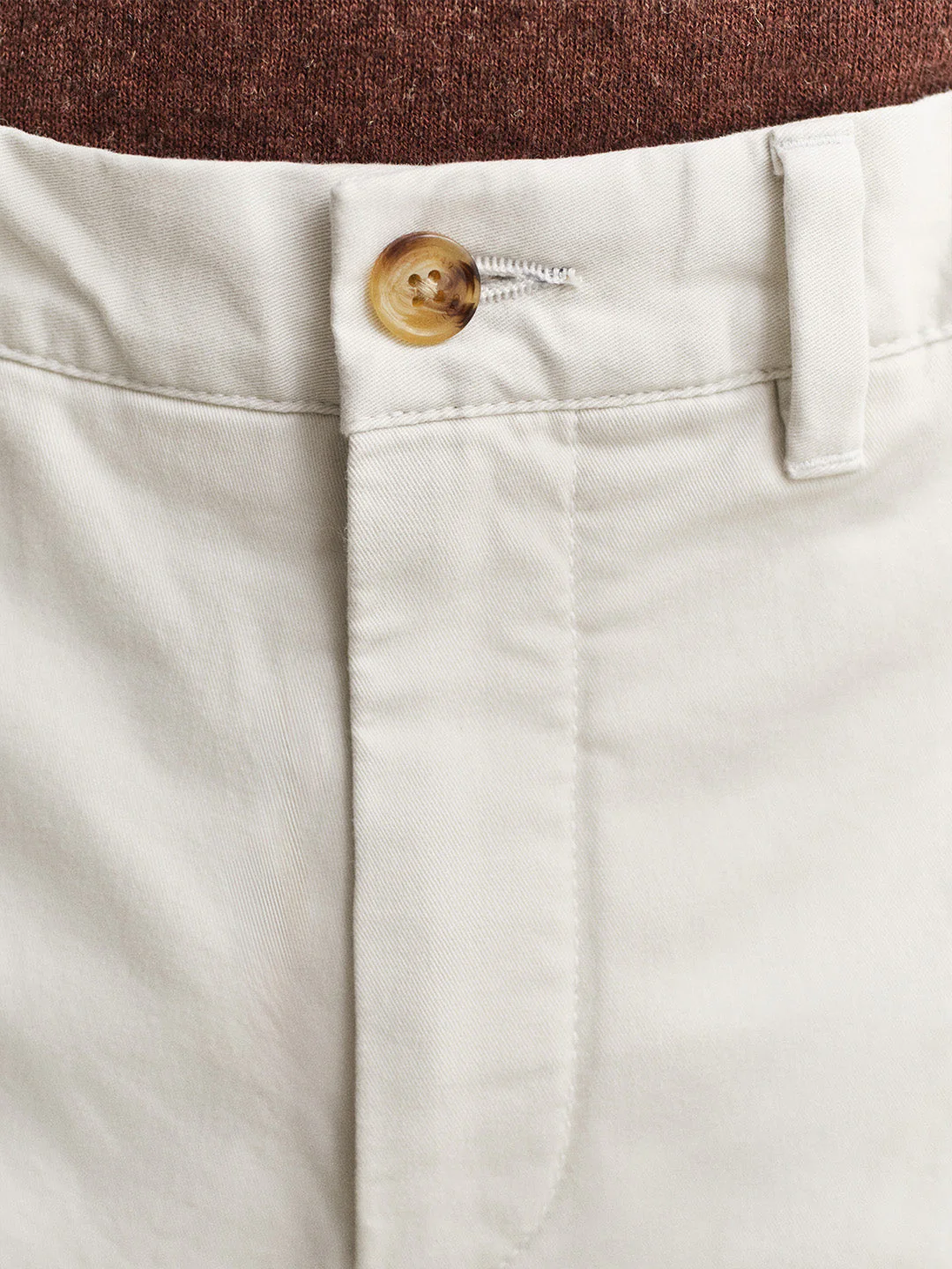 Gant Men Off White Solid Stretchable Regular Fit Trouser - Image 4