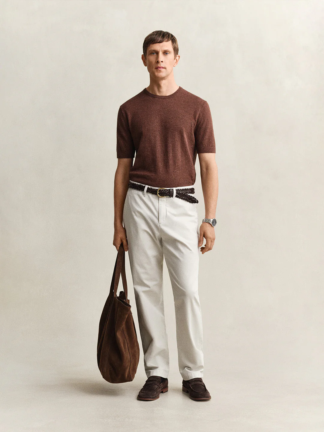 Gant Men Off White Solid Stretchable Regular Fit Trouser - Image 5